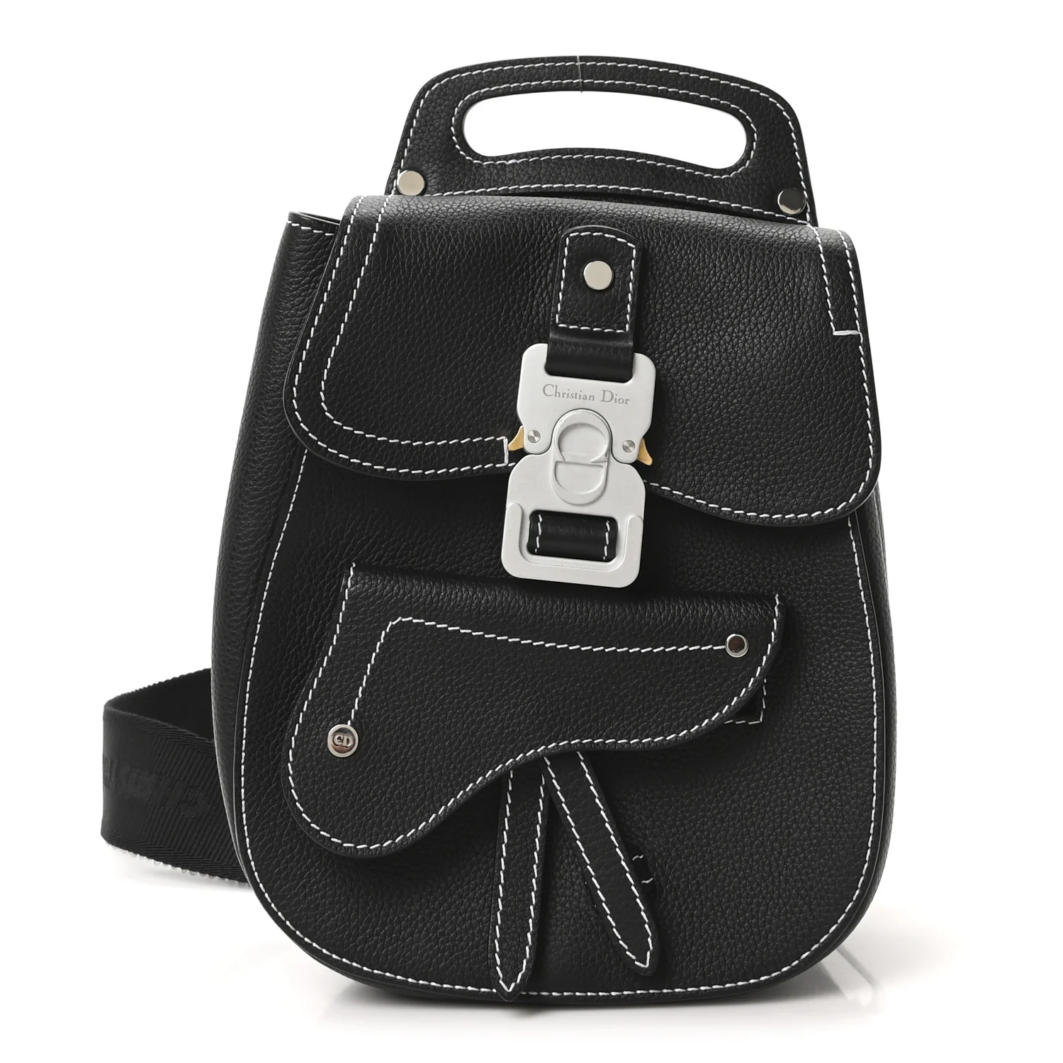 Grained Calfskin Mini Gallop Sling Bag Black