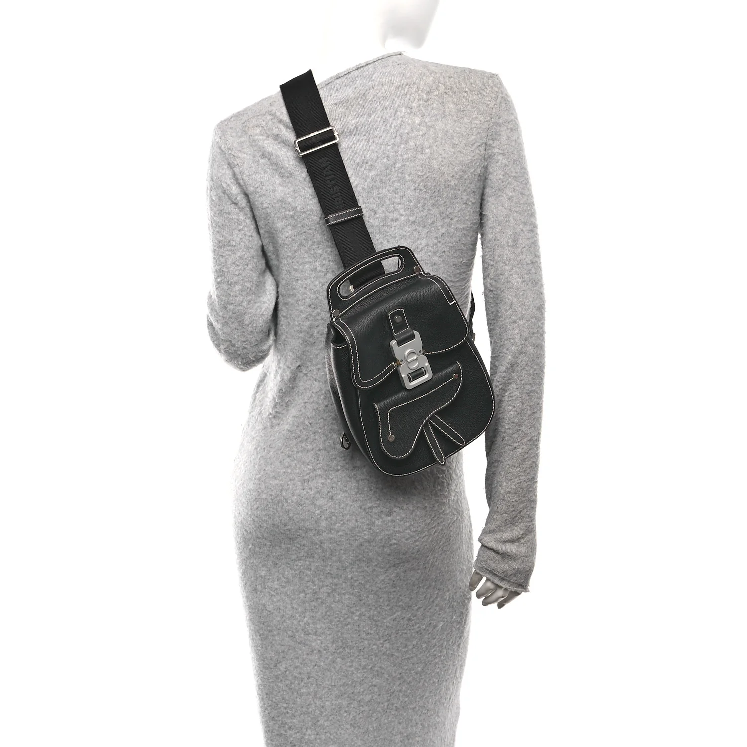 Grained Calfskin Mini Gallop Sling Bag Black - Image 2
