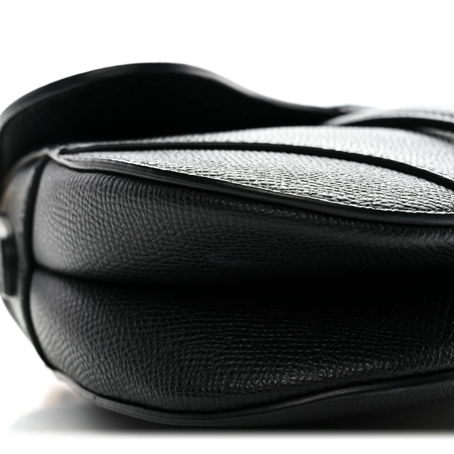 Grained Calfskin Mini Saddle Bag Black - Image 9