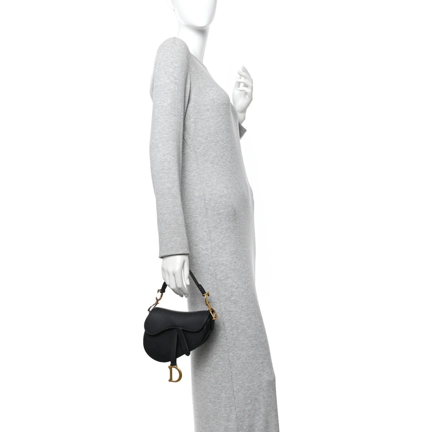 Grained Calfskin Mini Saddle Bag Black - Image 2
