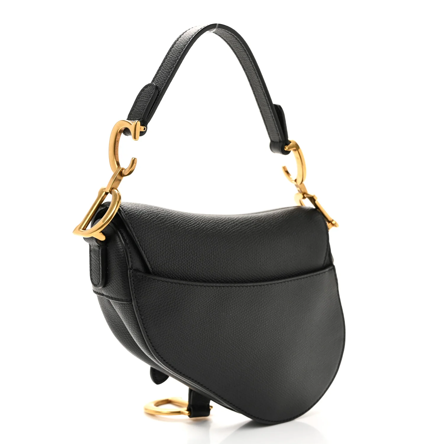 Grained Calfskin Mini Saddle Bag Black - Image 3