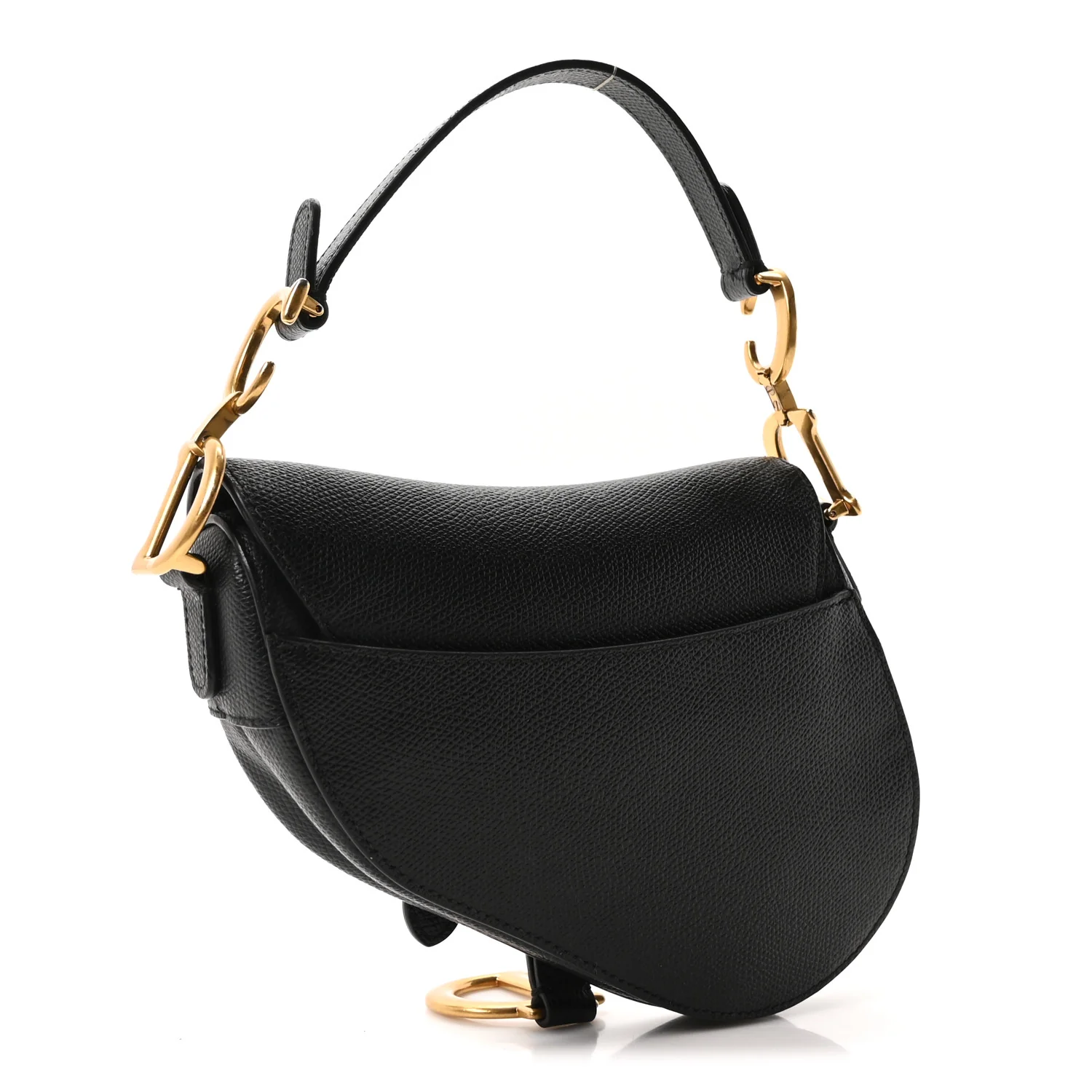Grained Calfskin Mini Saddle Bag Black - Image 3
