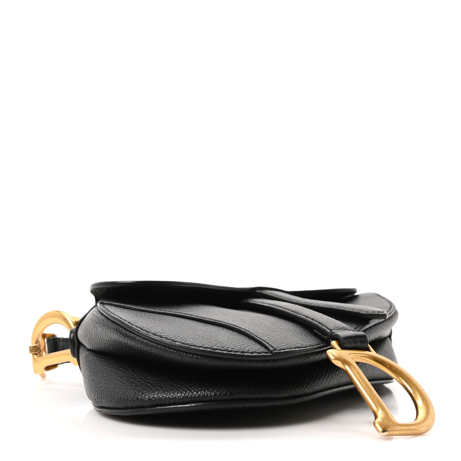 Grained Calfskin Mini Saddle Bag Black - Image 4