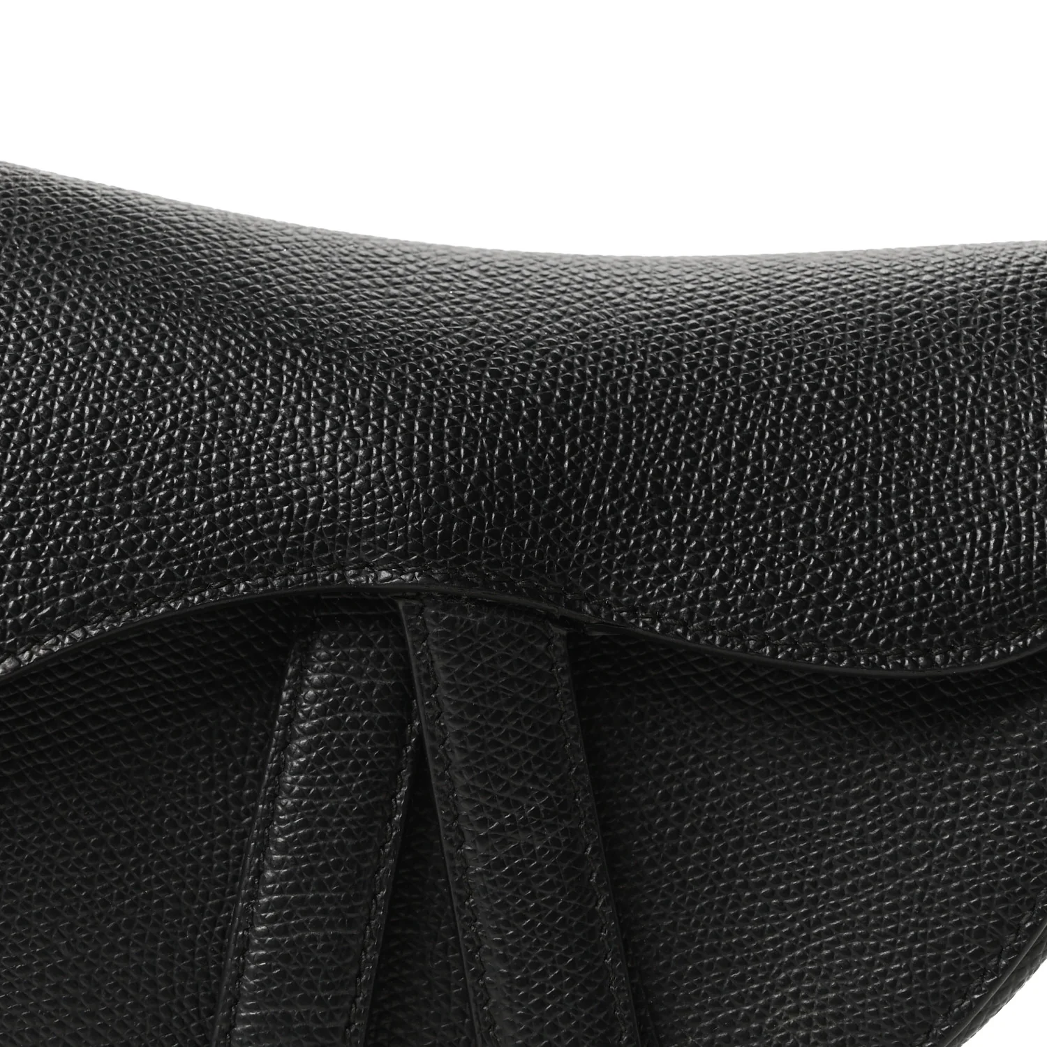 Grained Calfskin Mini Saddle Bag Black - Image 8