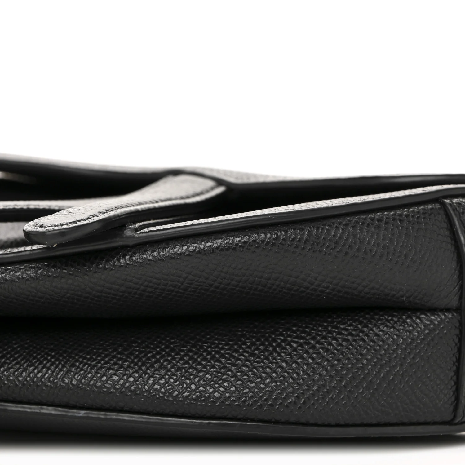 Grained Calfskin Mini Saddle Bag With Strap Black - Image 10