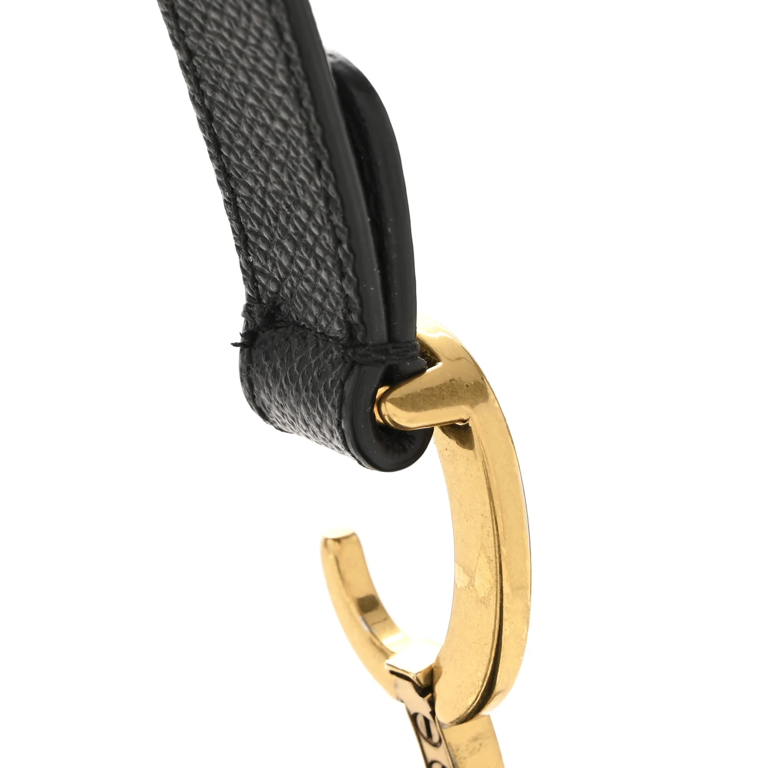 Grained Calfskin Mini Saddle Bag With Strap Black - Image 12