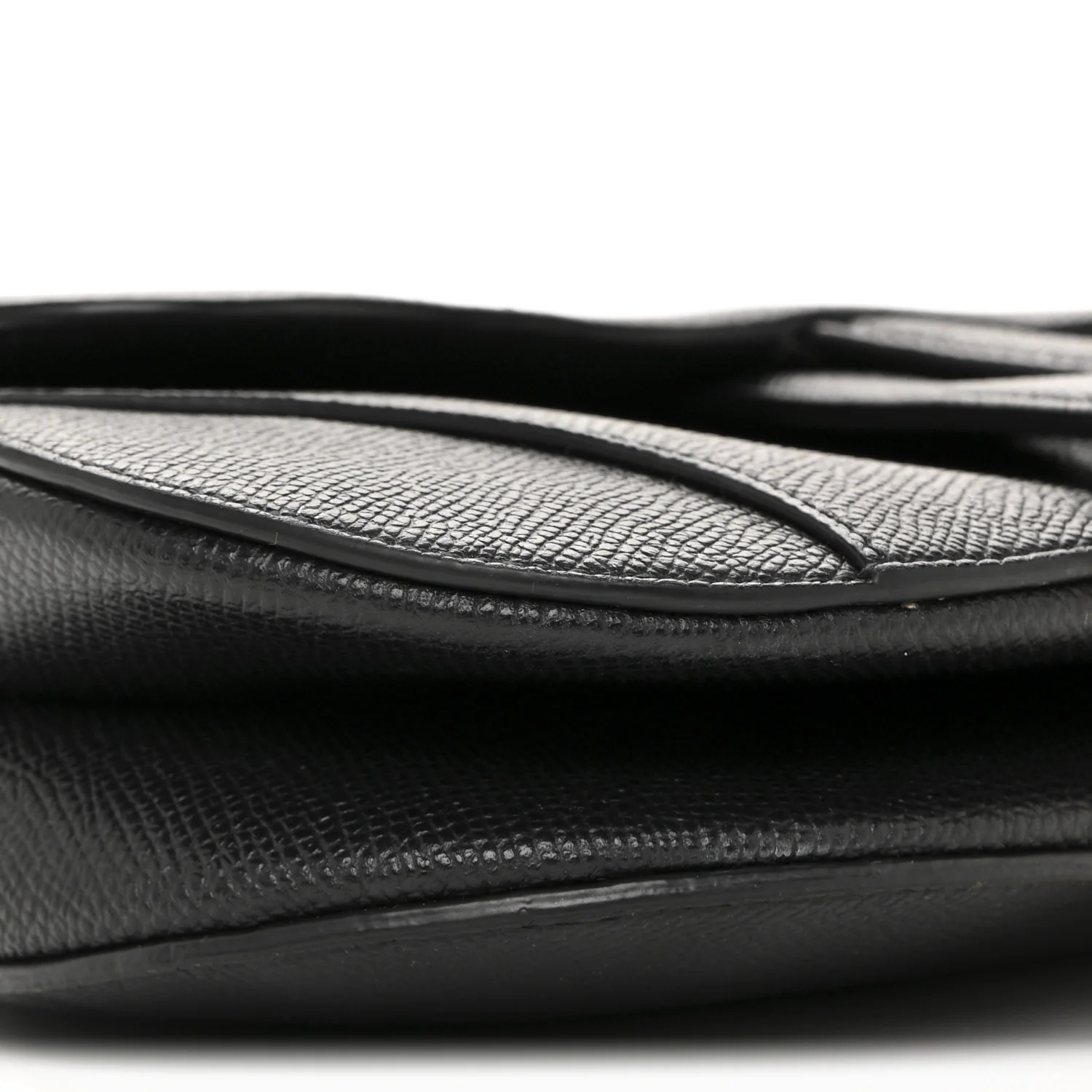 Grained Calfskin Mini Saddle Bag With Strap Black - Image 9