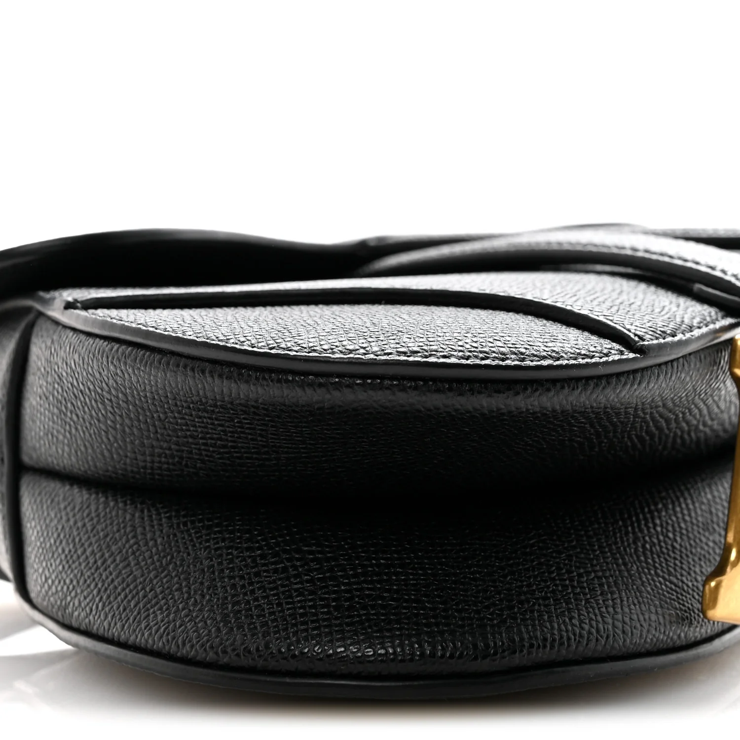 Grained Calfskin Mini Saddle Bag With Strap Black - Image 9