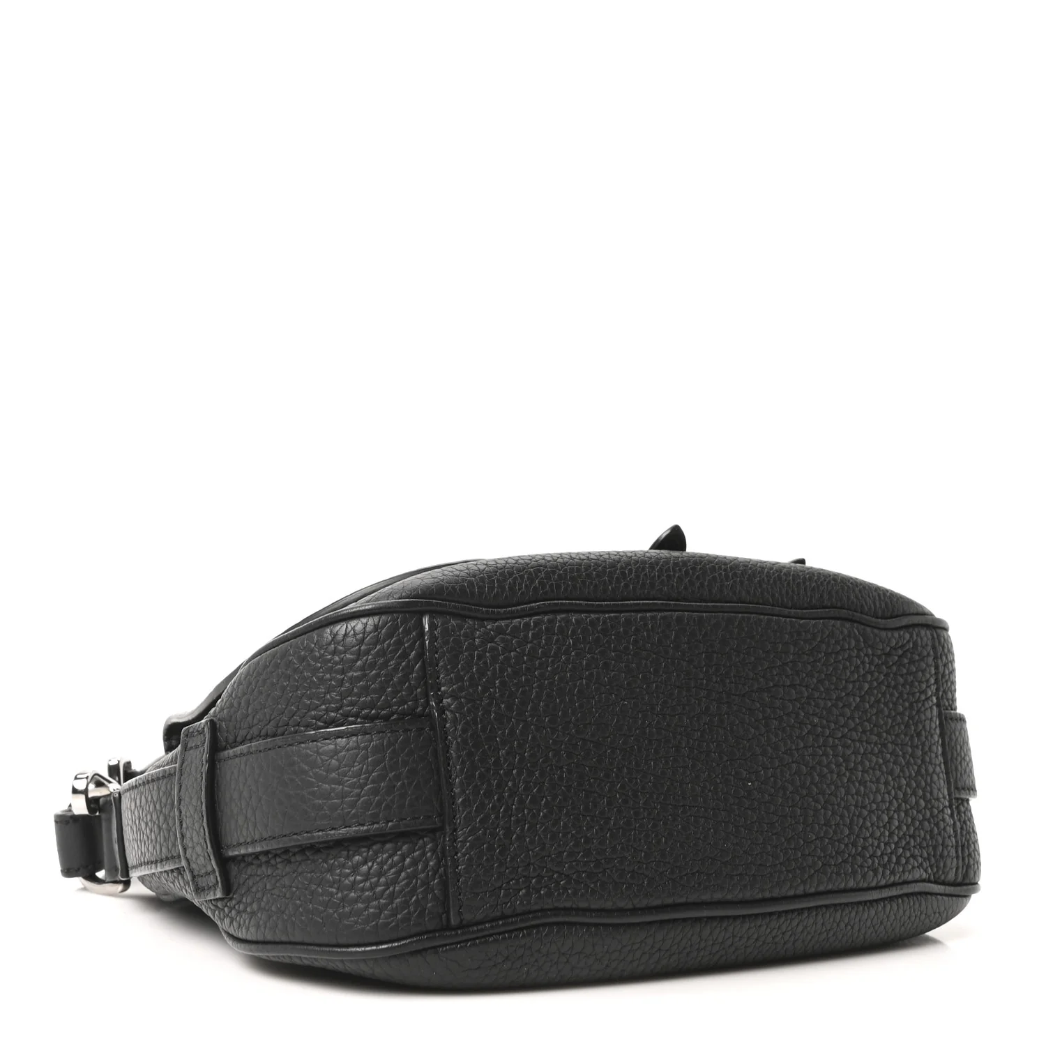 Grained Calfskin Mini Soft Saddle Bag Black - Image 4