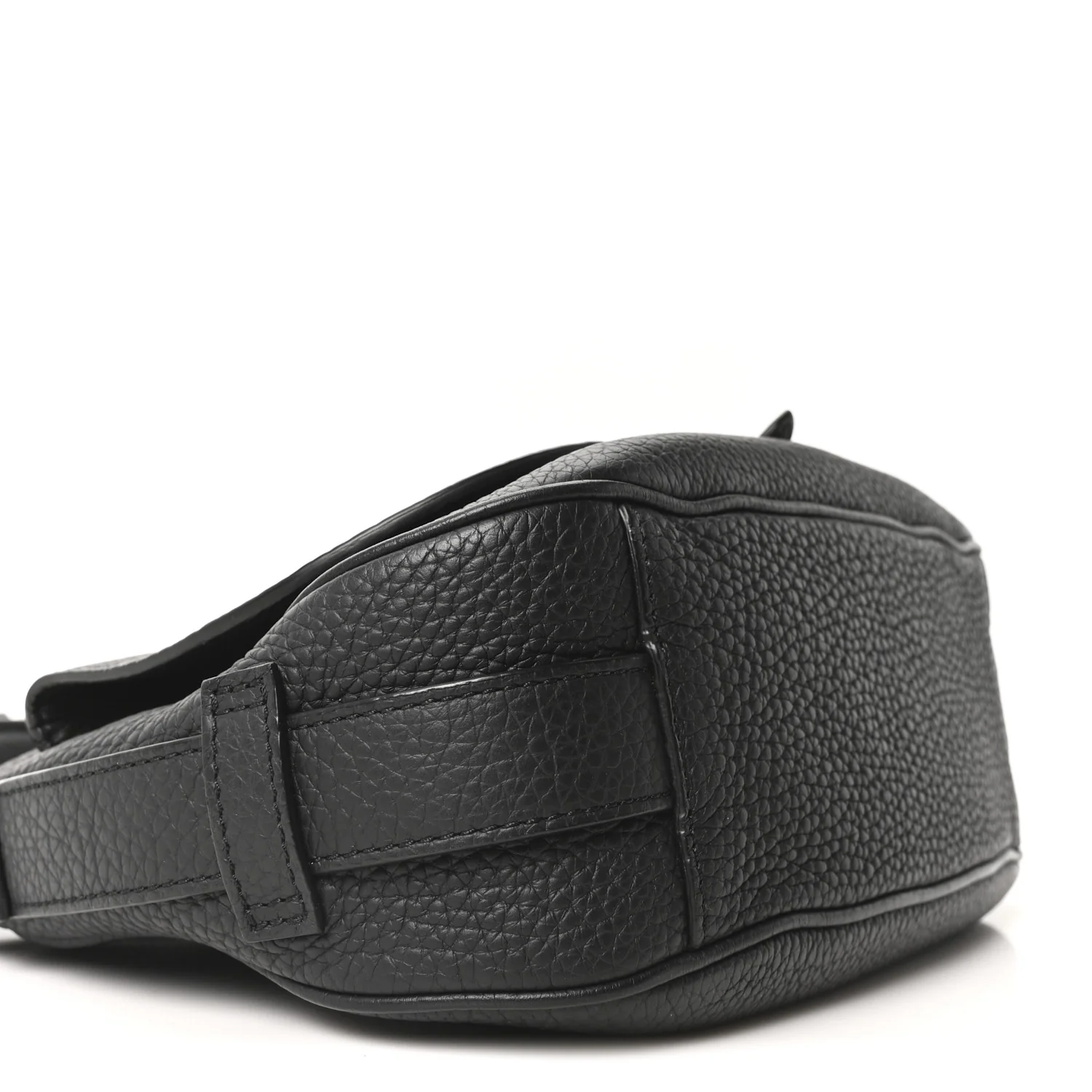 Grained Calfskin Mini Soft Saddle Bag Black - Image 9