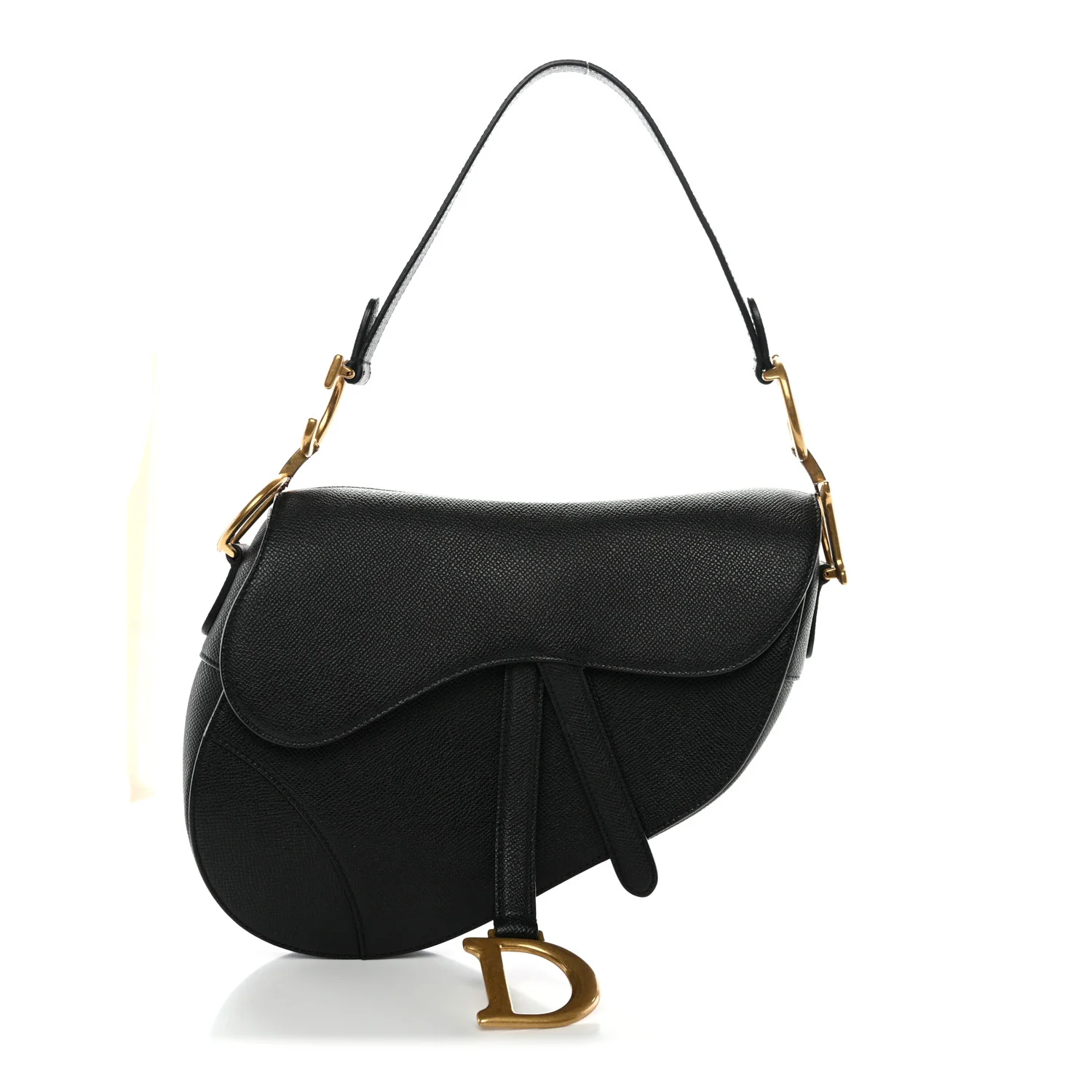 Grained Calfskin Saddle Bag Black