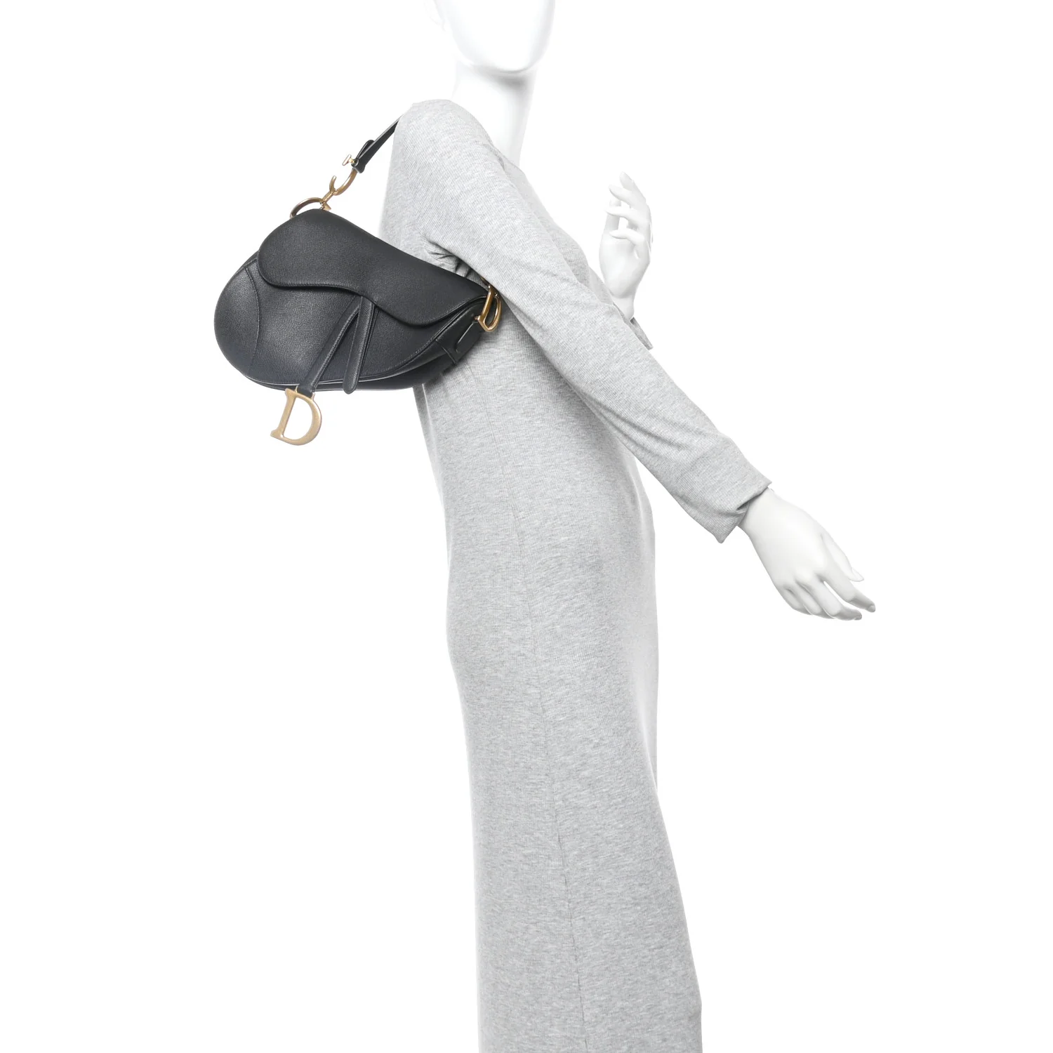 Grained Calfskin Saddle Bag Black - Image 2