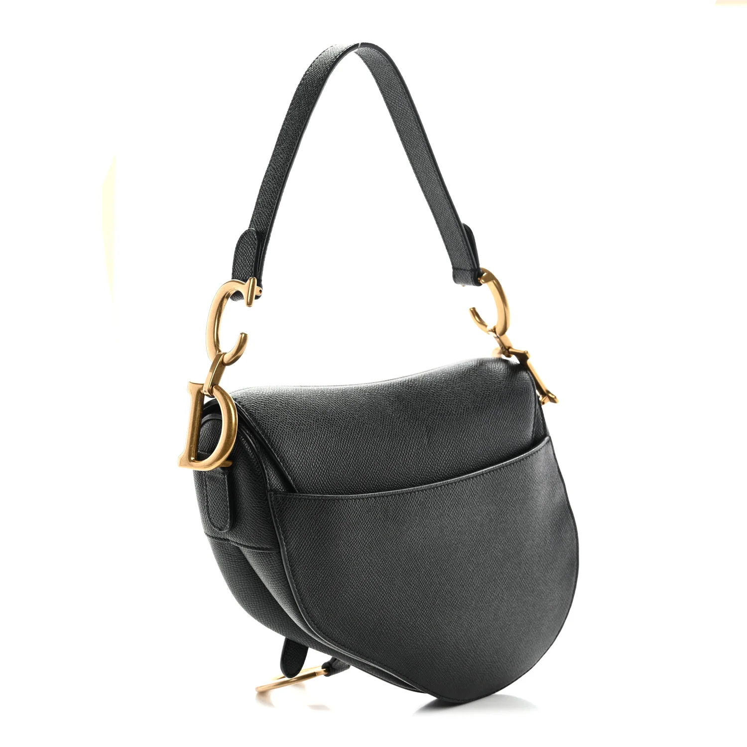 Grained Calfskin Saddle Bag Black - Image 3