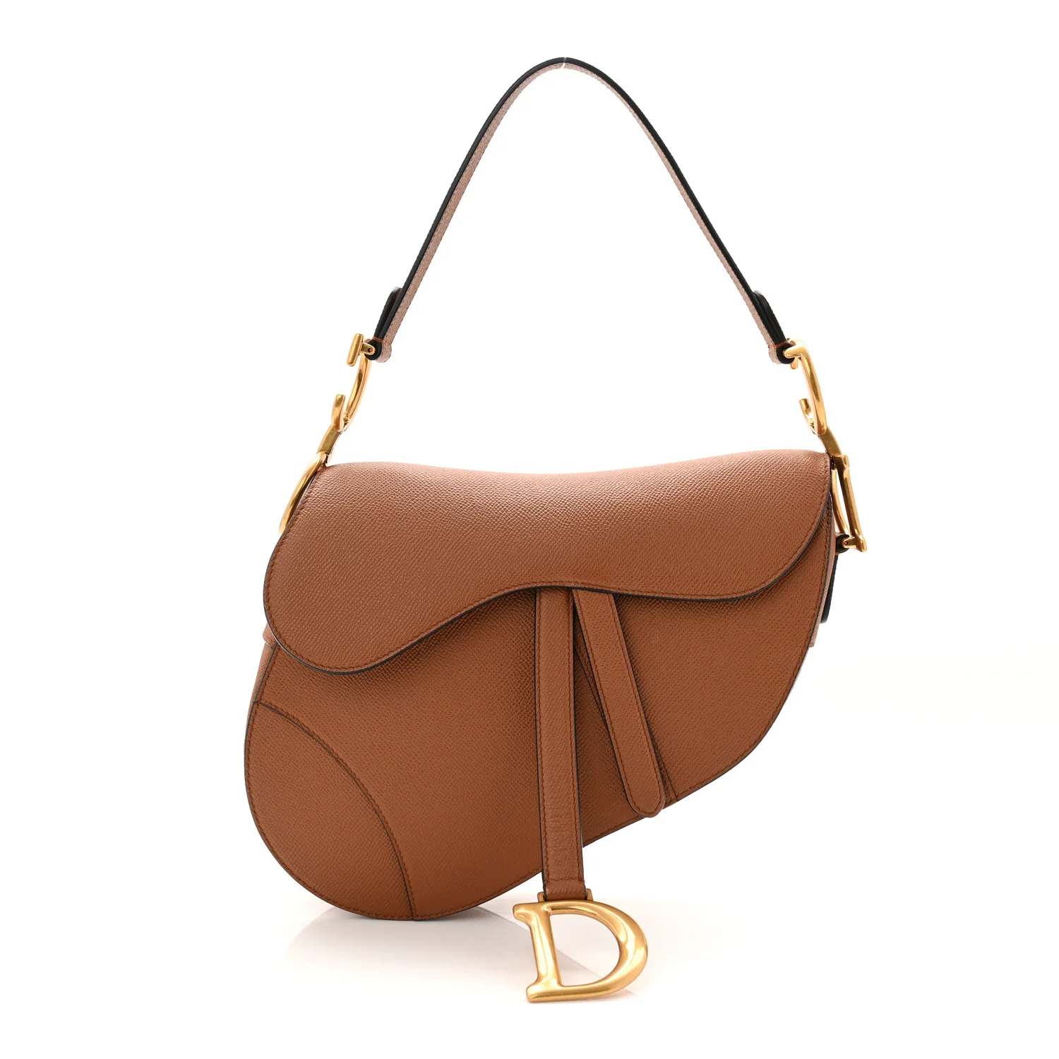 Grained Calfskin Saddle Bag Camello