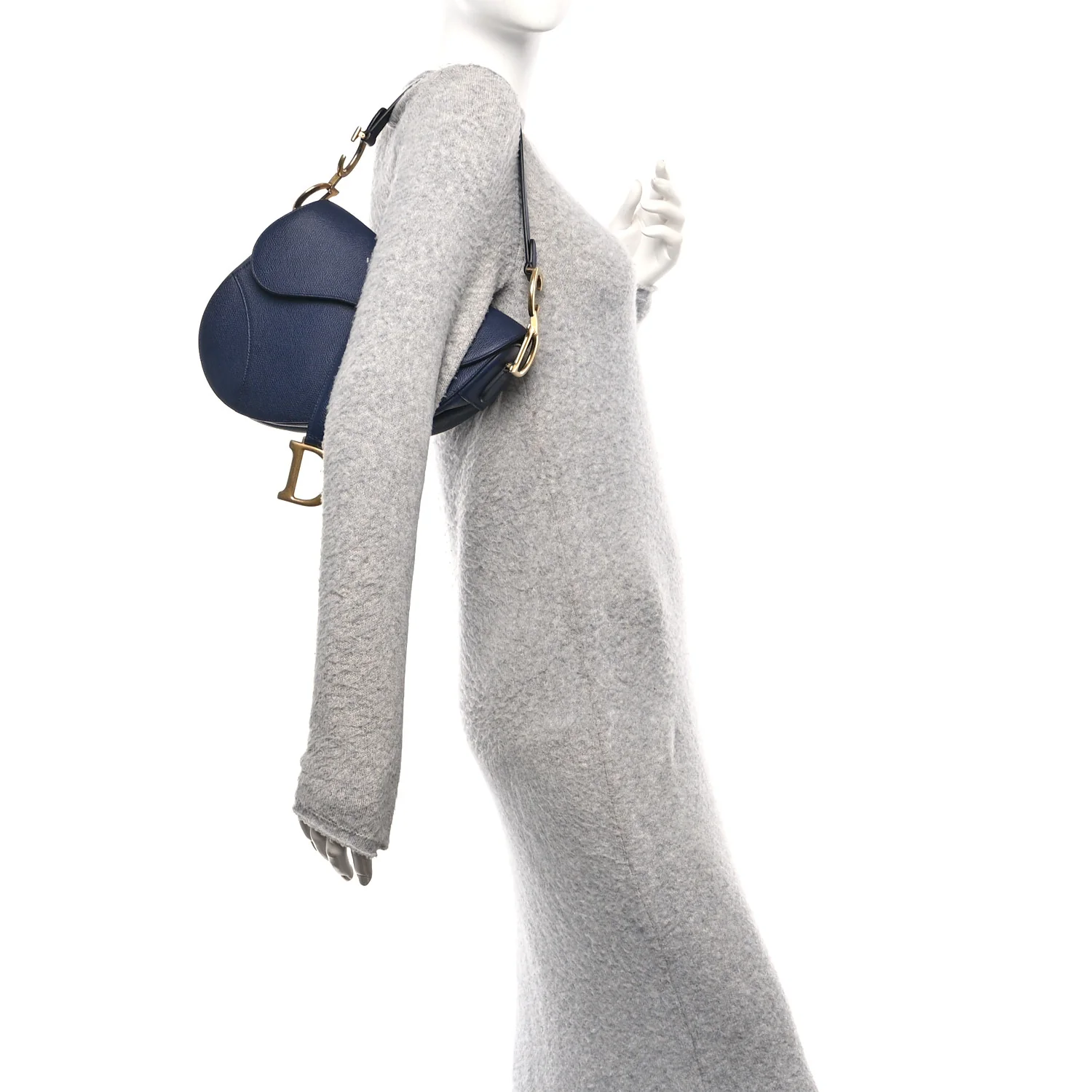 Grained Calfskin Saddle Bag Navy - Image 2