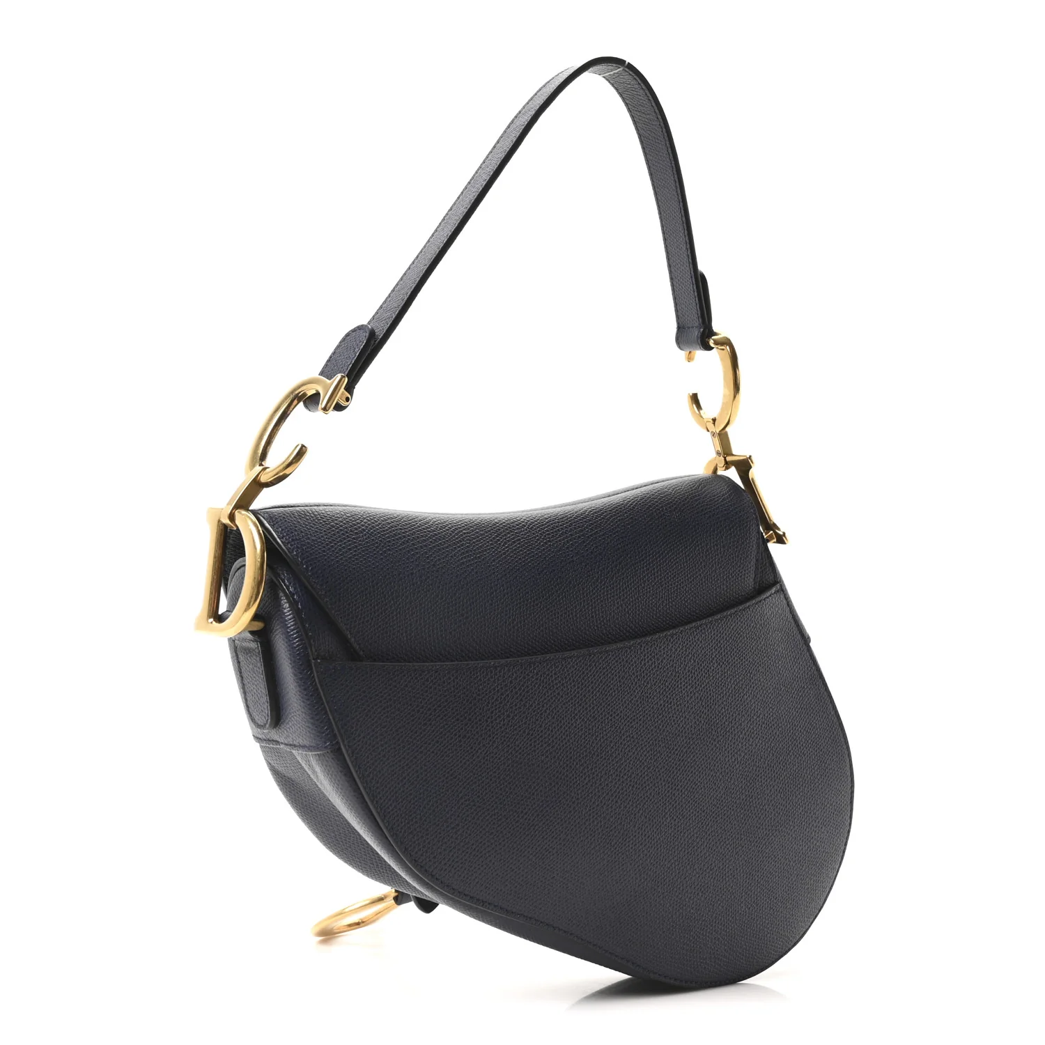 Grained Calfskin Saddle Bag Navy - Image 3