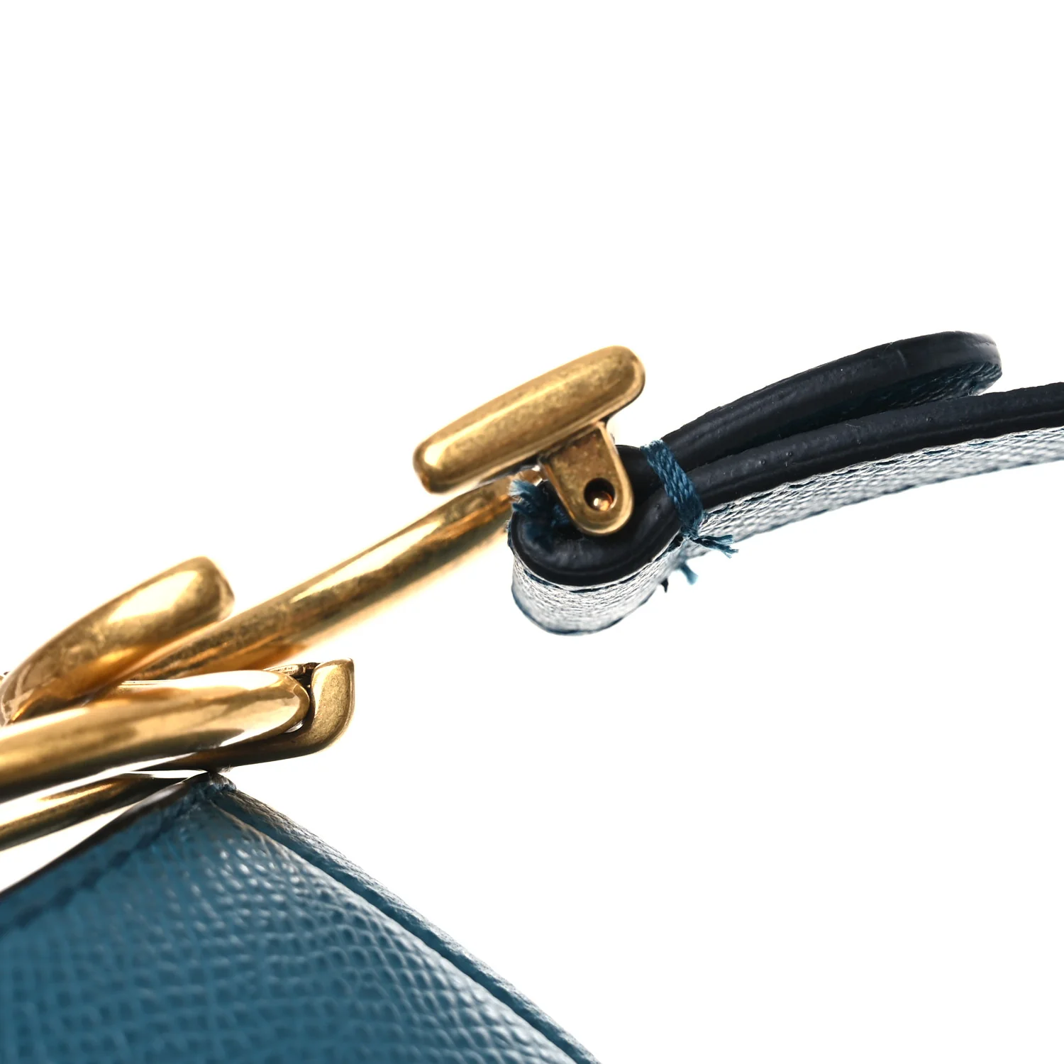 Grained Calfskin Saddle Bag Steel Blue - Image 11