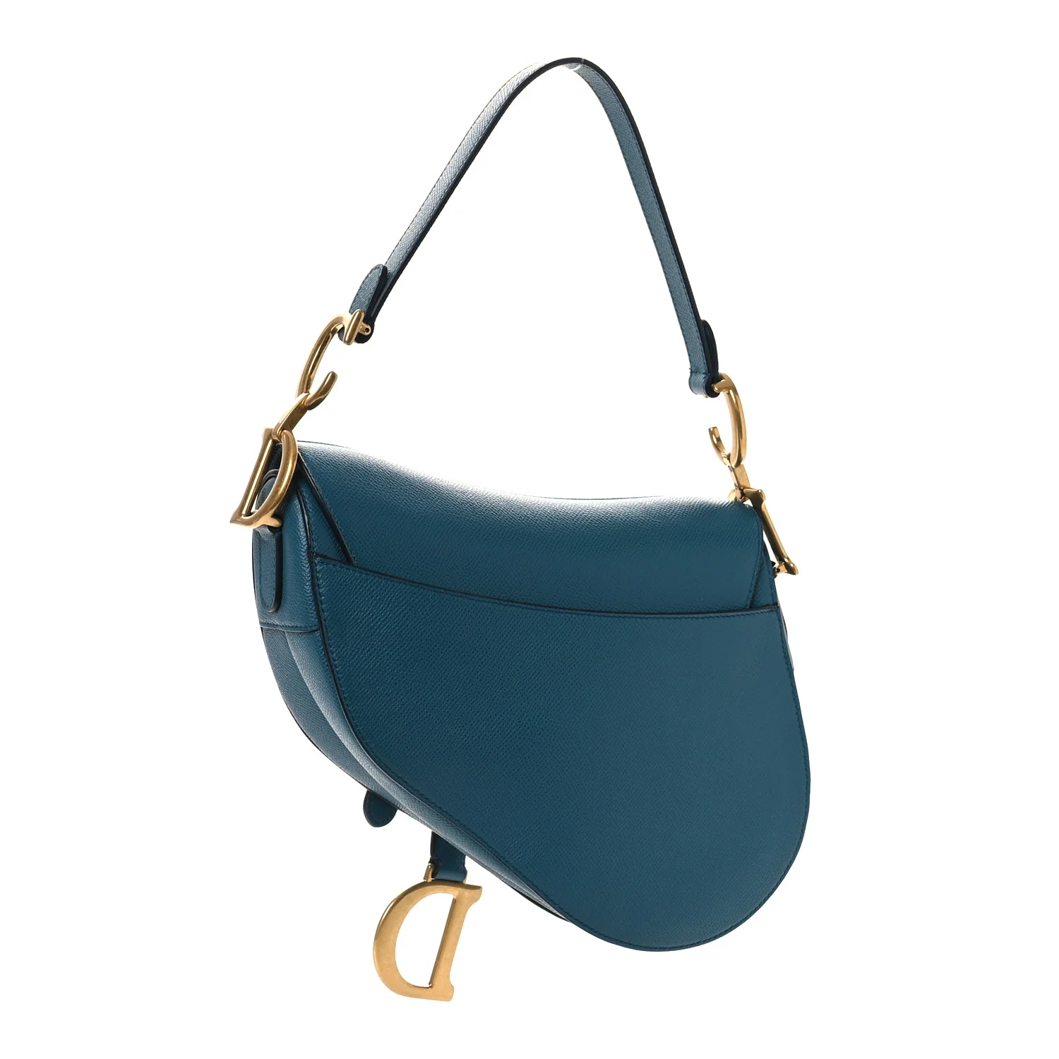 Grained Calfskin Saddle Bag Steel Blue - Image 3