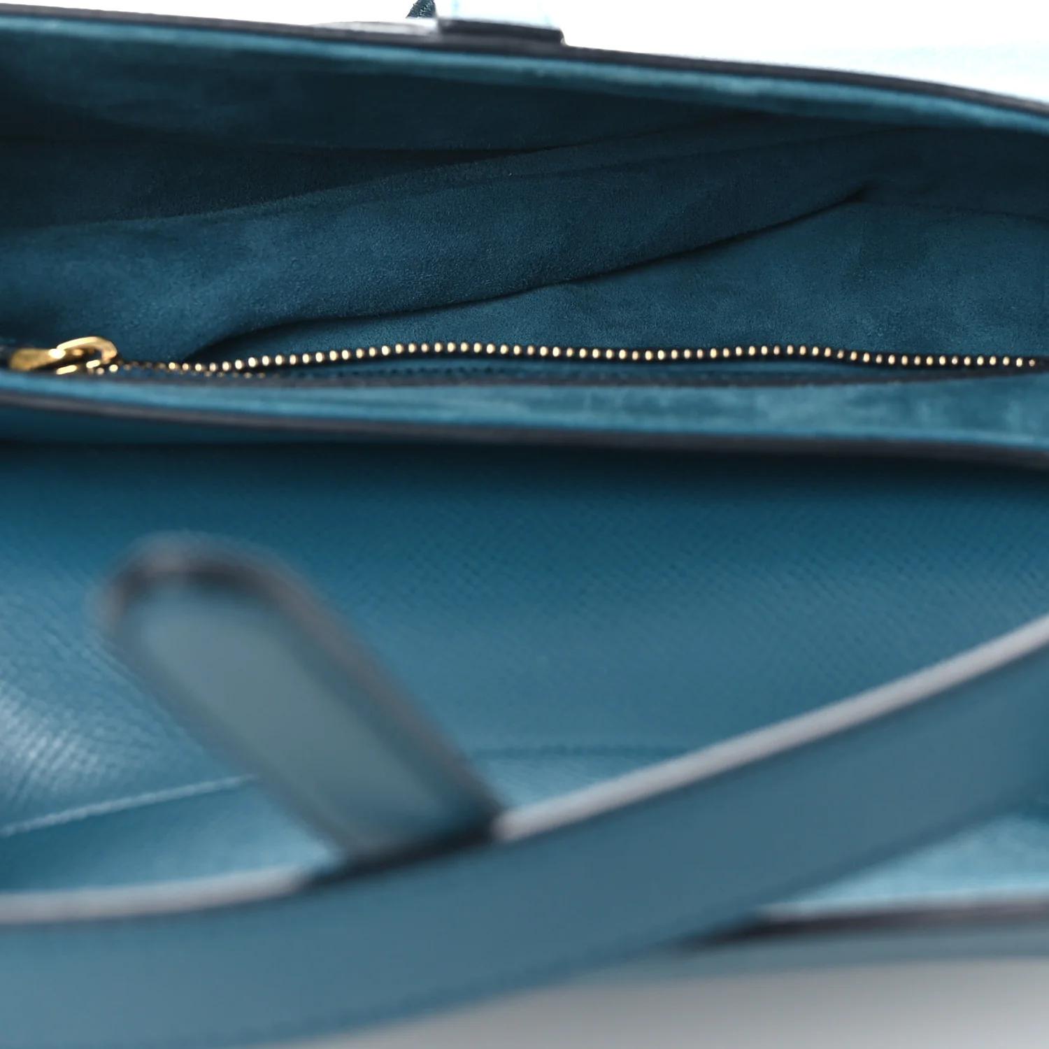 Grained Calfskin Saddle Bag Steel Blue - Image 5