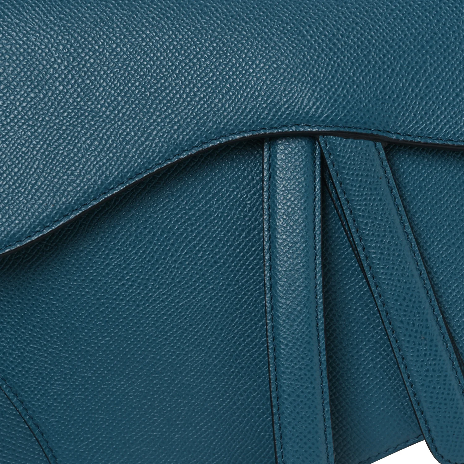 Grained Calfskin Saddle Bag Steel Blue - Image 8