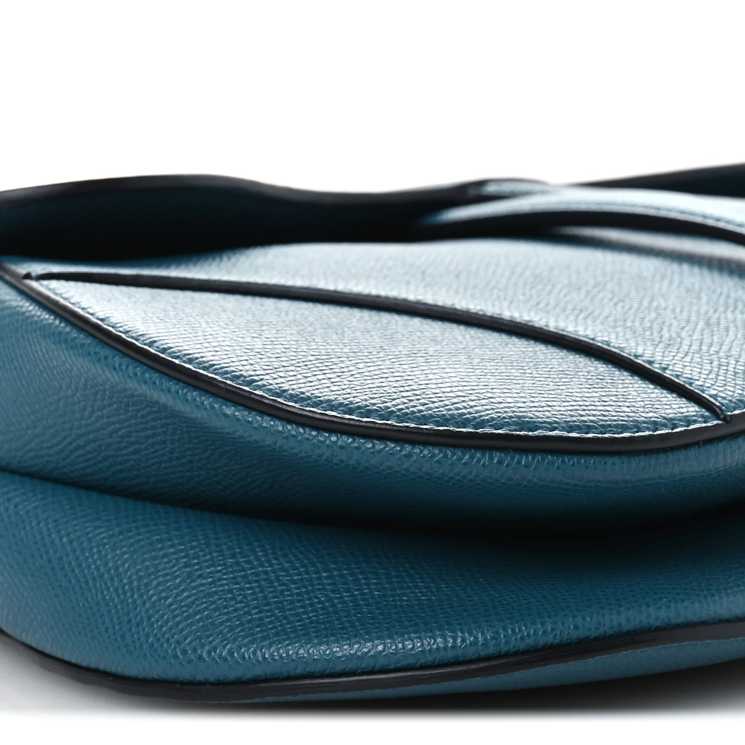 Grained Calfskin Saddle Bag Steel Blue - Image 9