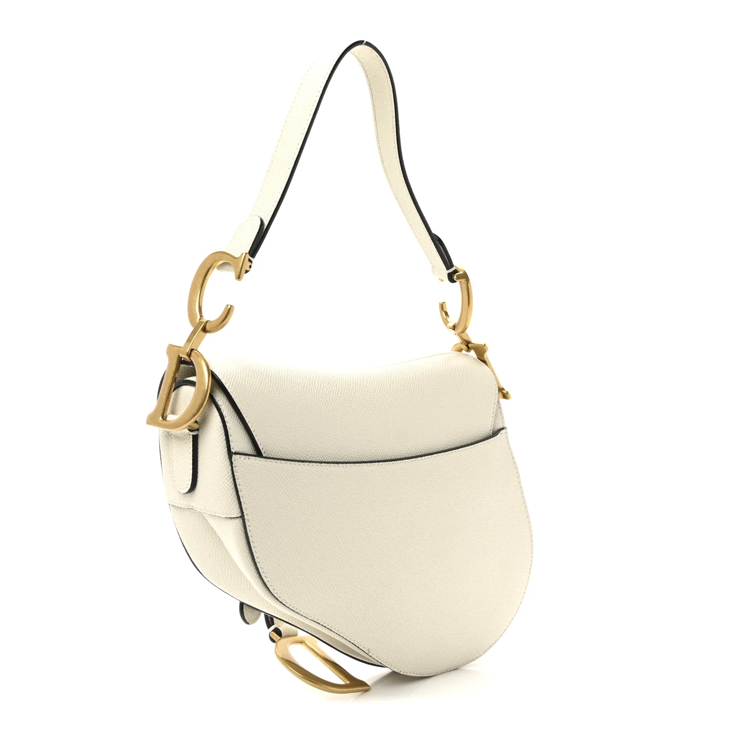Grained Calfskin Saddle Bag White - Image 3