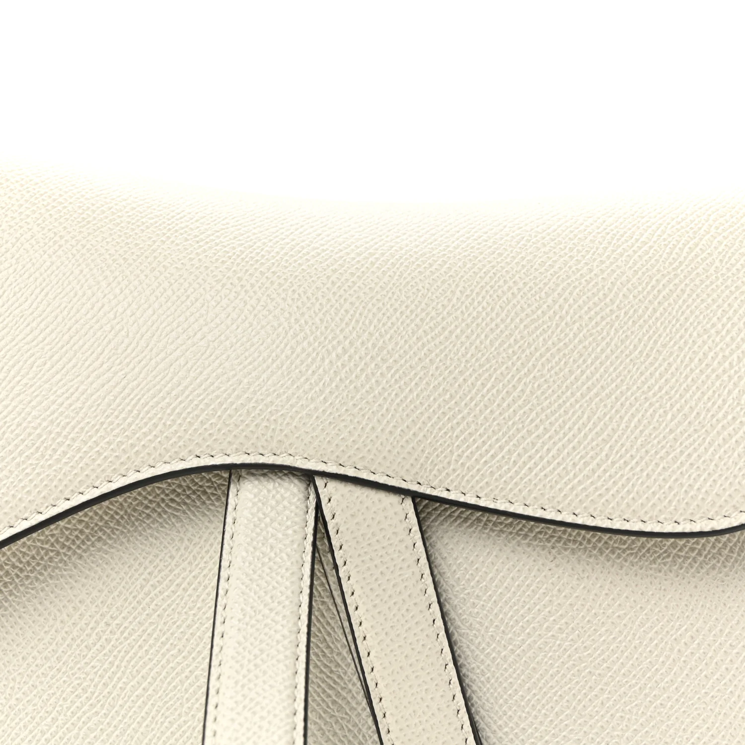 Grained Calfskin Saddle Bag White - Image 8
