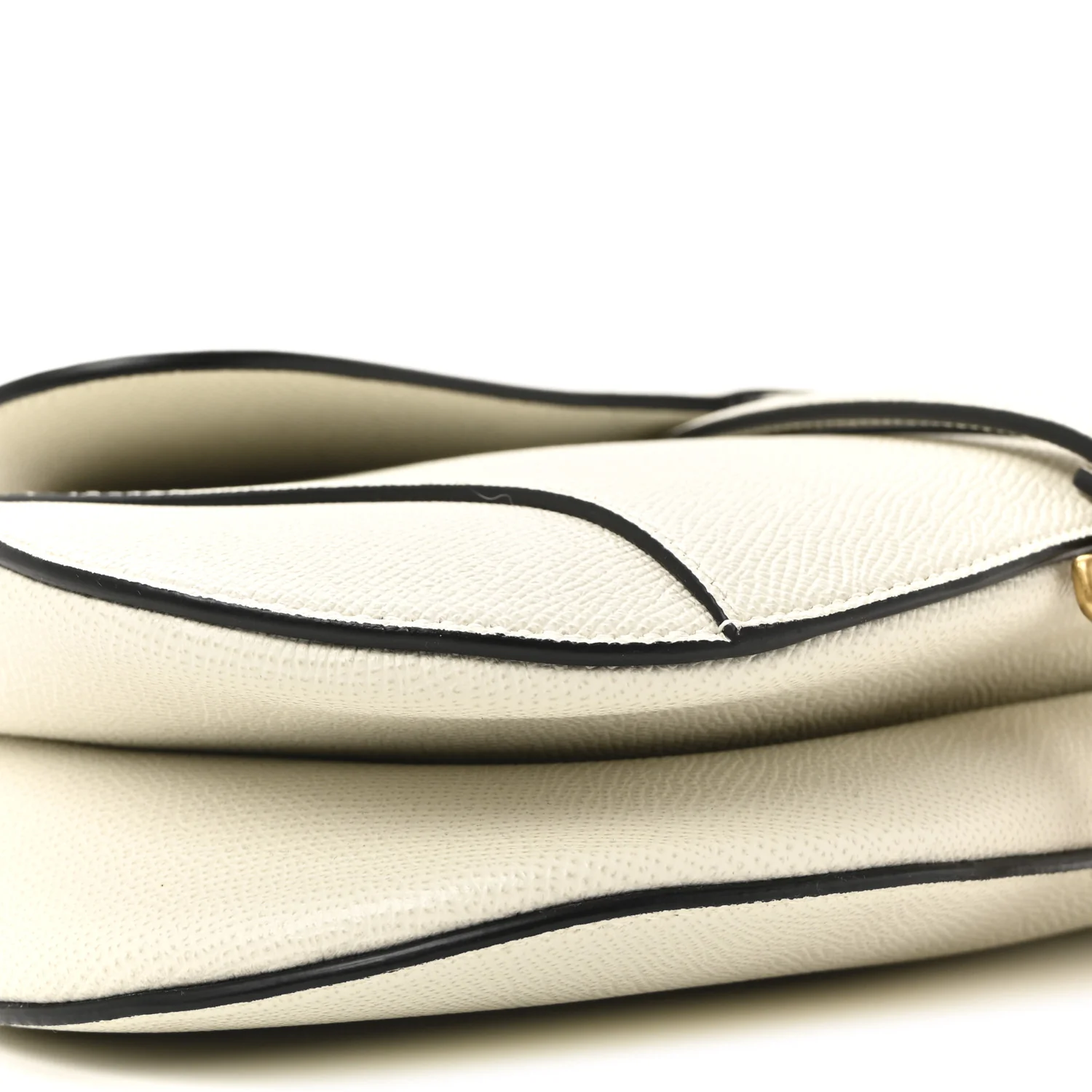 Grained Calfskin Saddle Bag White - Image 9