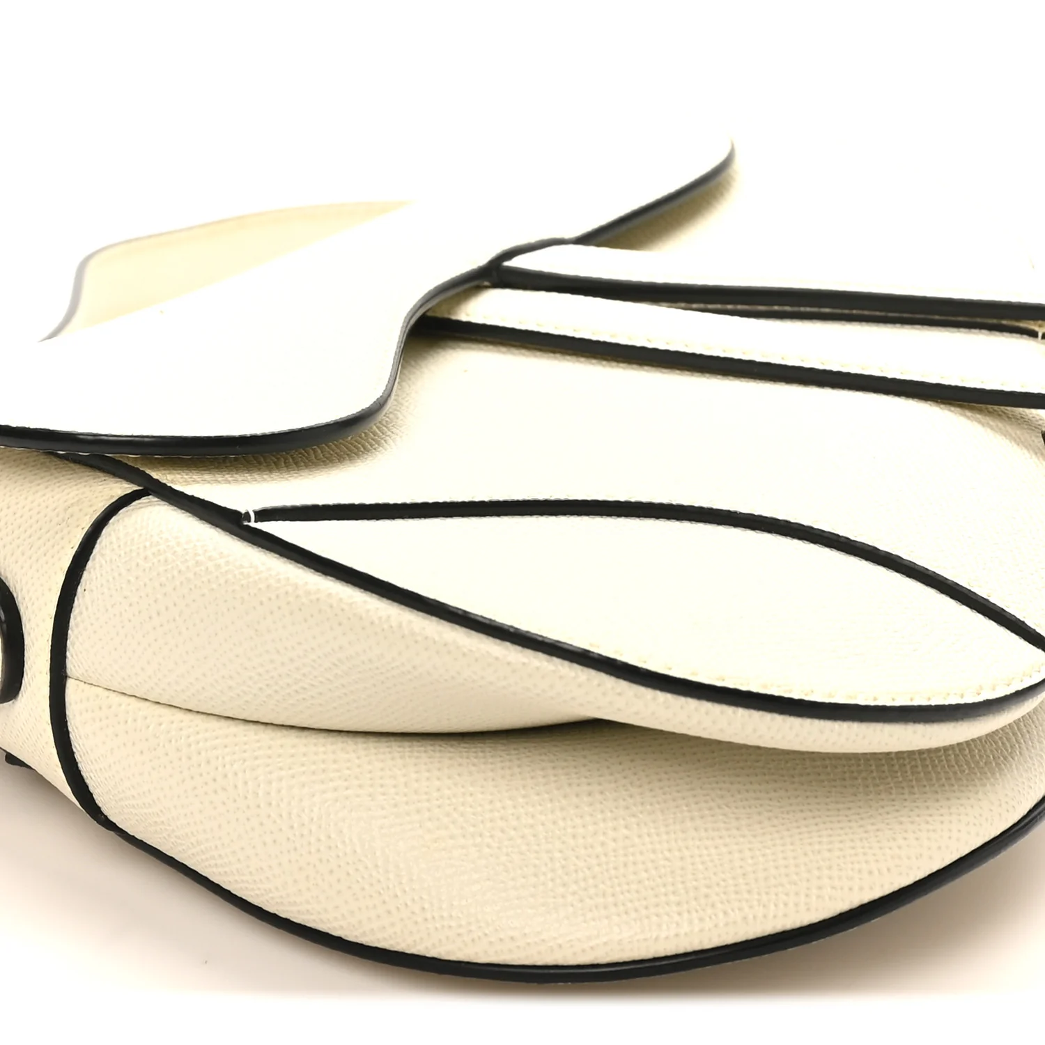 Grained Calfskin Saddle Bag White - Image 10