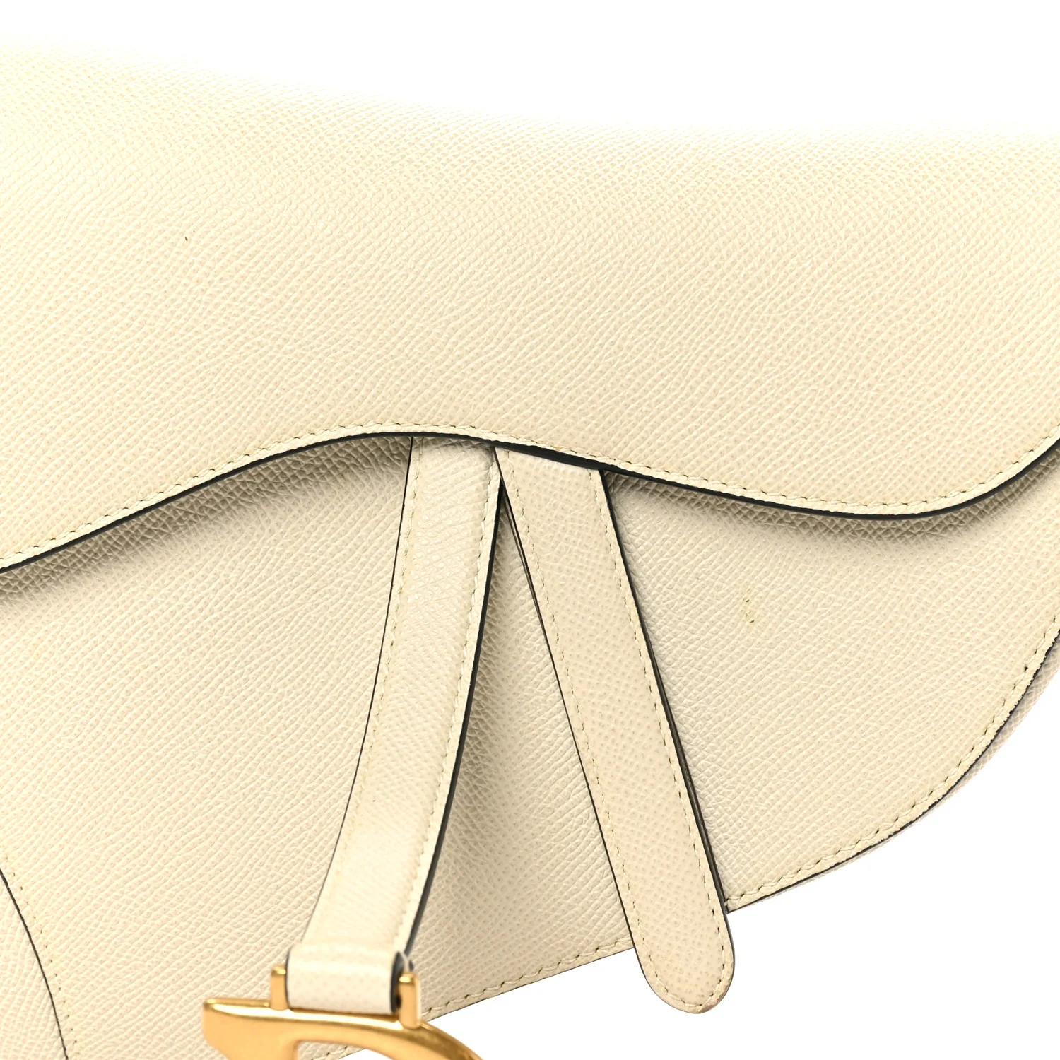 Grained Calfskin Saddle Bag White - Image 8
