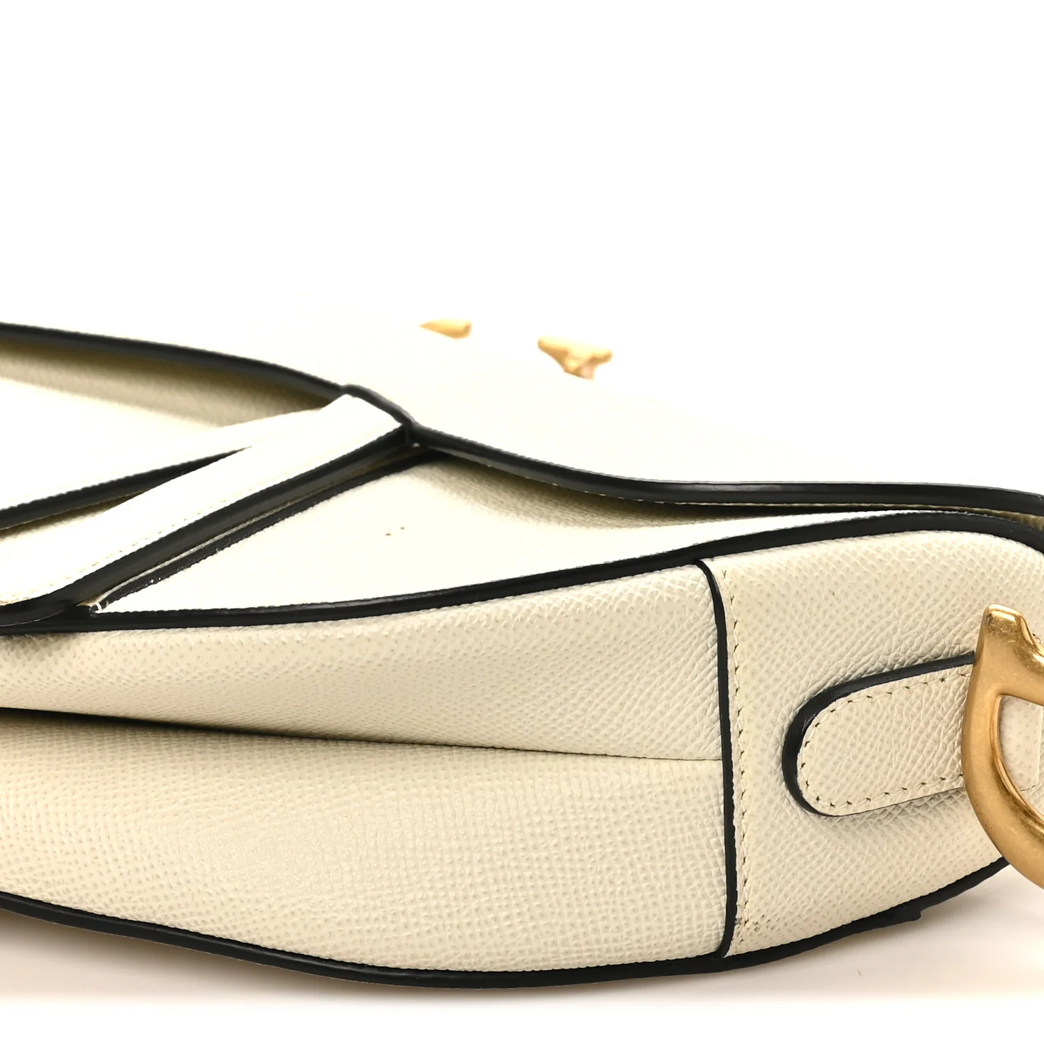 Grained Calfskin Saddle Bag White - Image 9