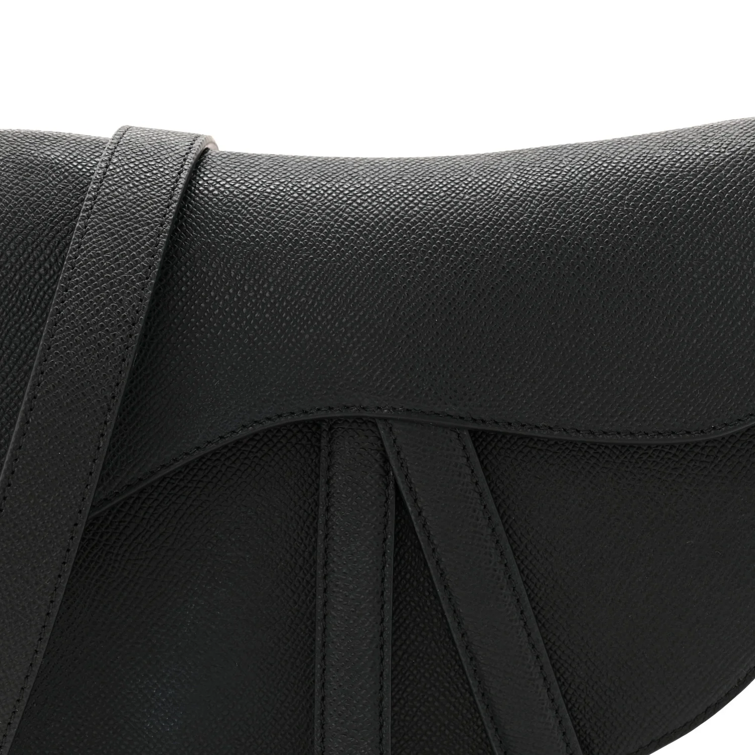 Grained Calfskin Saddle Bag With Strap Black - Image 8