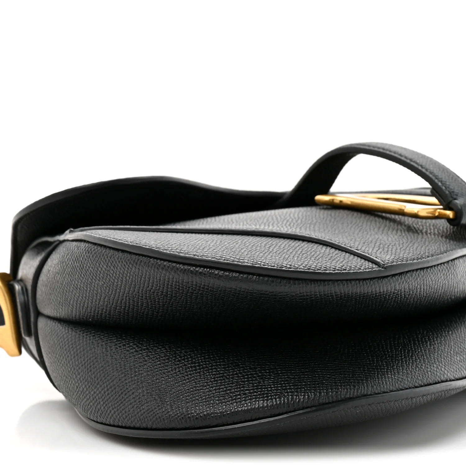 Grained Calfskin Saddle Bag With Strap Black - Image 10