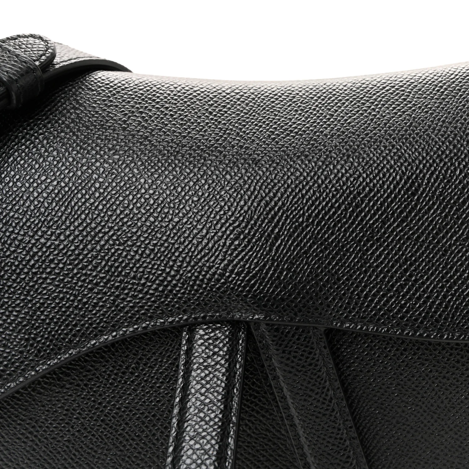 Grained Calfskin Saddle Bag With Strap Black - Image 7