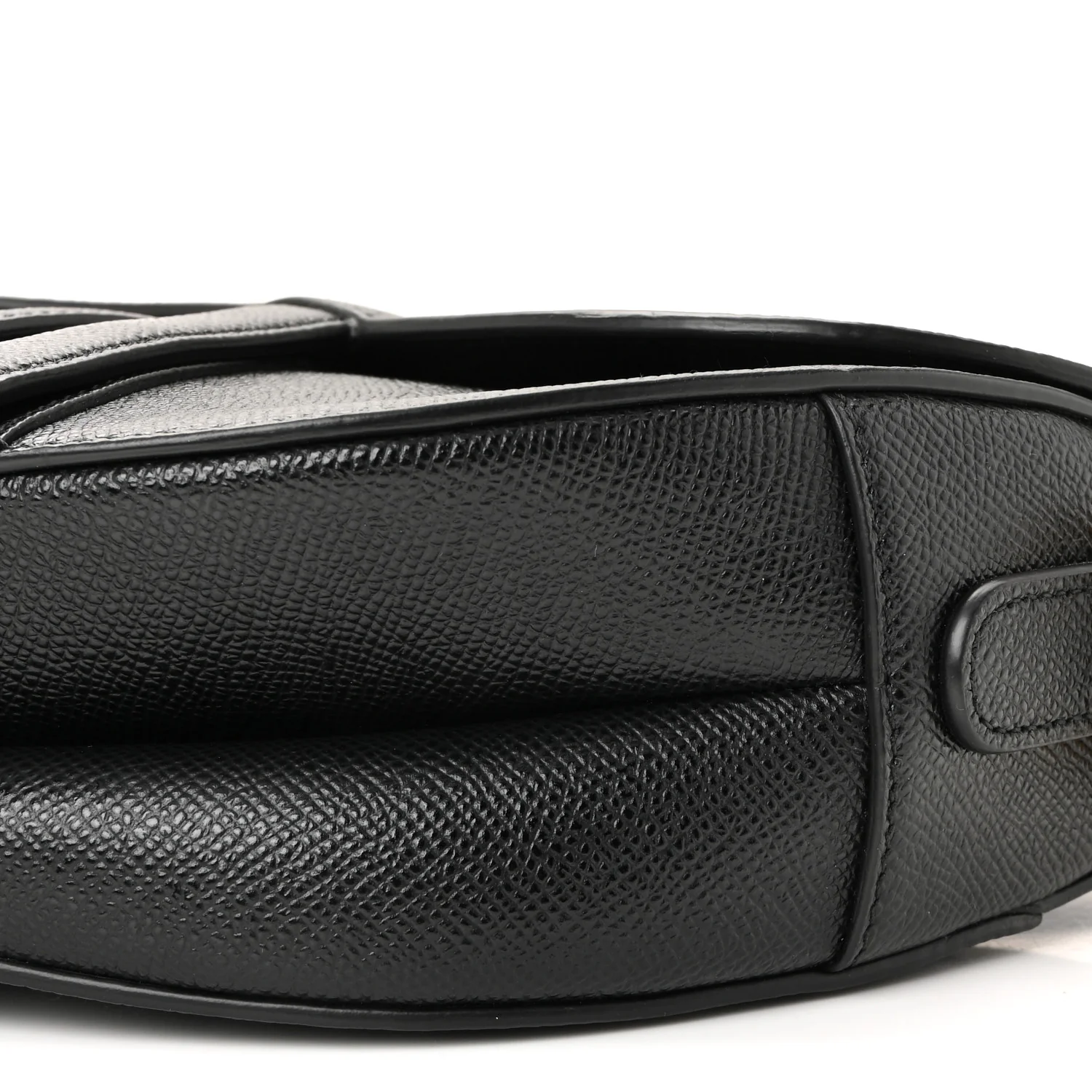 Grained Calfskin Saddle Bag With Strap Black - Image 9