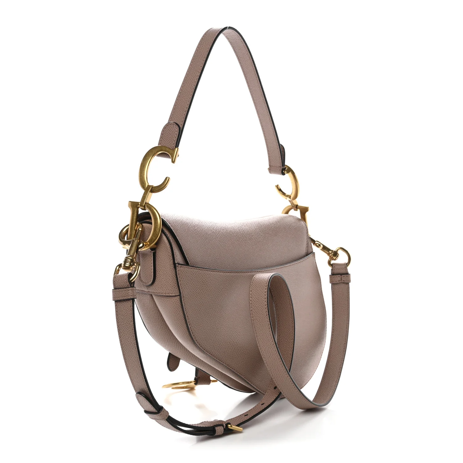 Grained Calfskin Saddle Bag With Strap Blush - Image 3