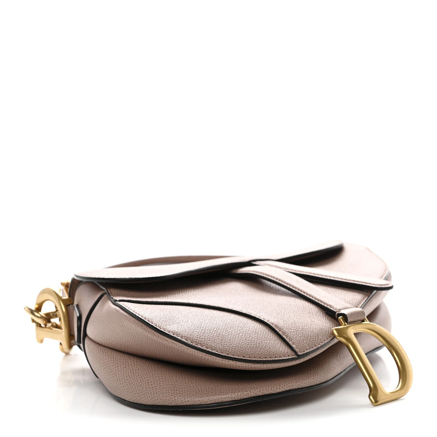 Grained Calfskin Saddle Bag With Strap Blush - Image 4