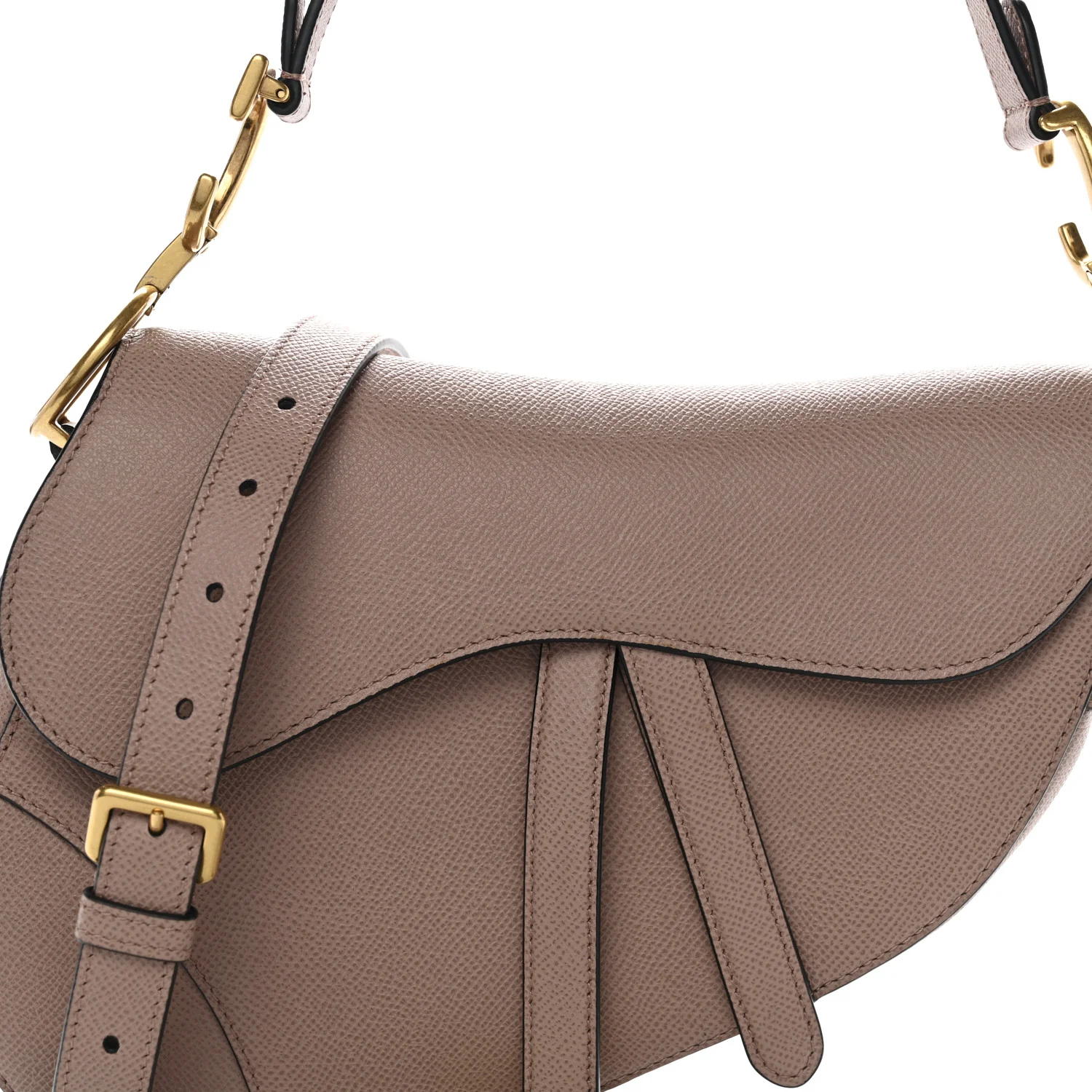 Grained Calfskin Saddle Bag With Strap Blush - Image 8