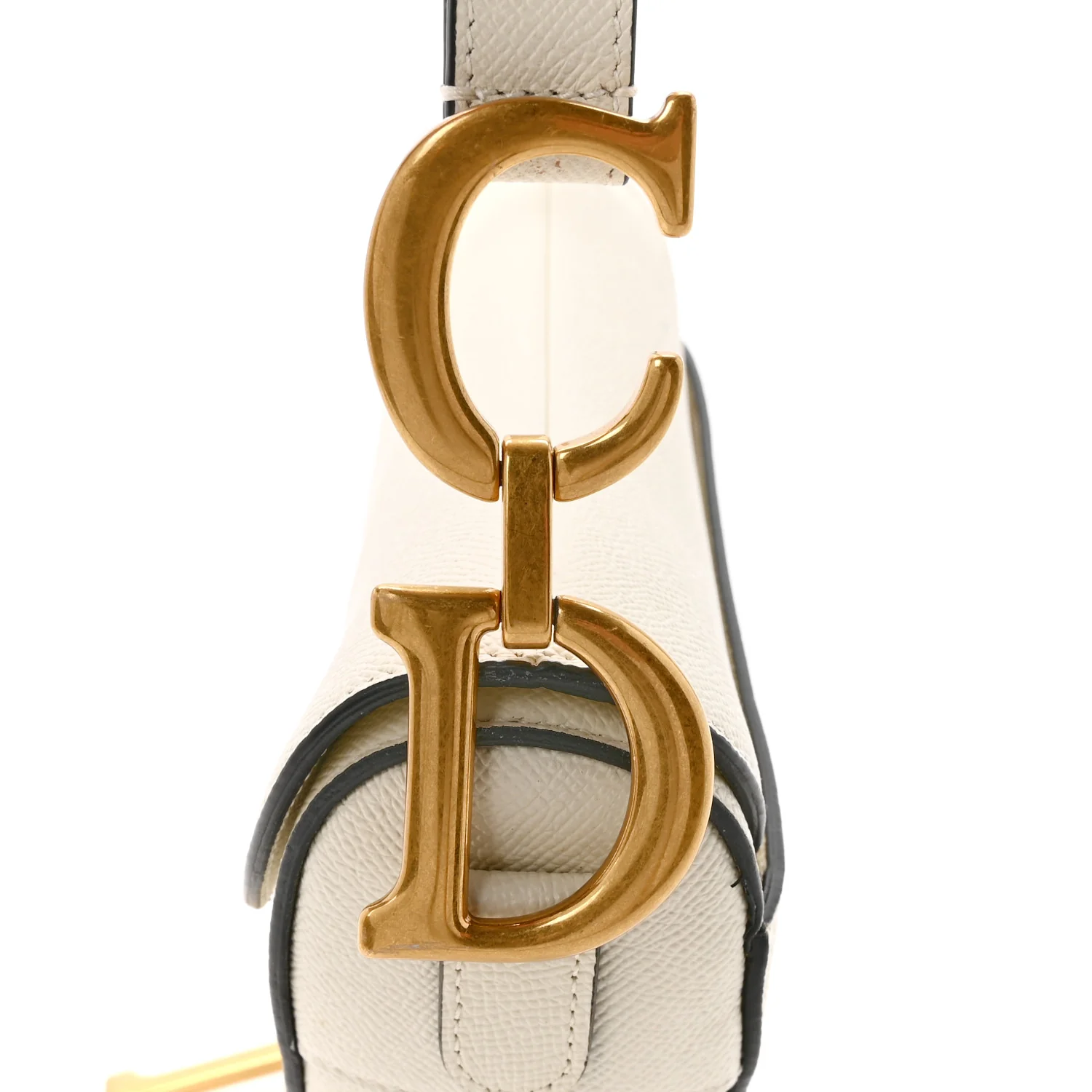Grained Calfskin Saddle Bag With Strap Latte - Image 11