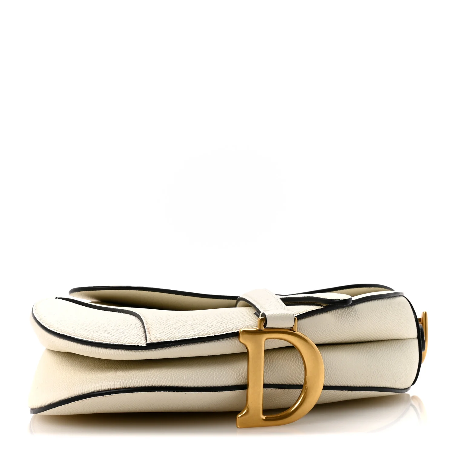 Grained Calfskin Saddle Bag With Strap Latte - Image 4