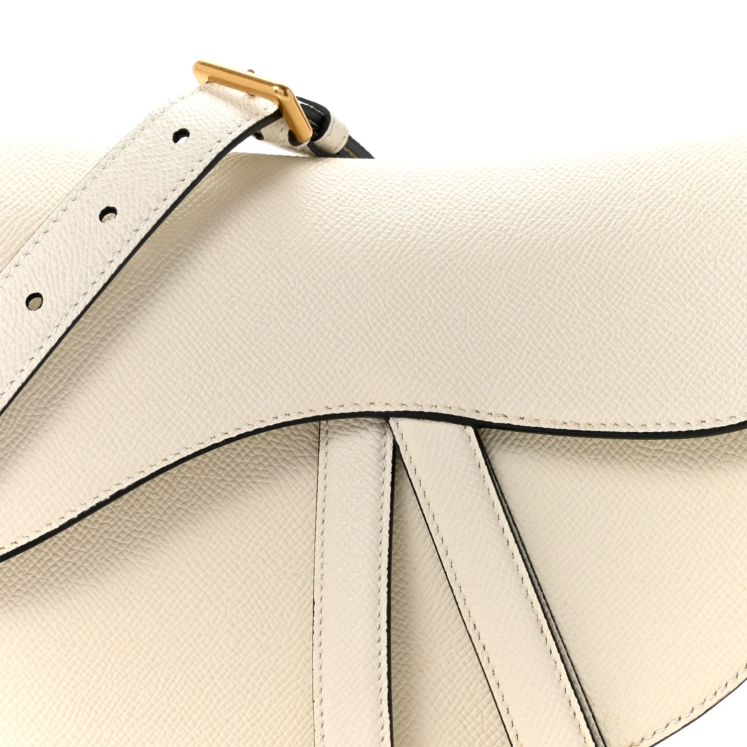 Grained Calfskin Saddle Bag With Strap Latte - Image 8