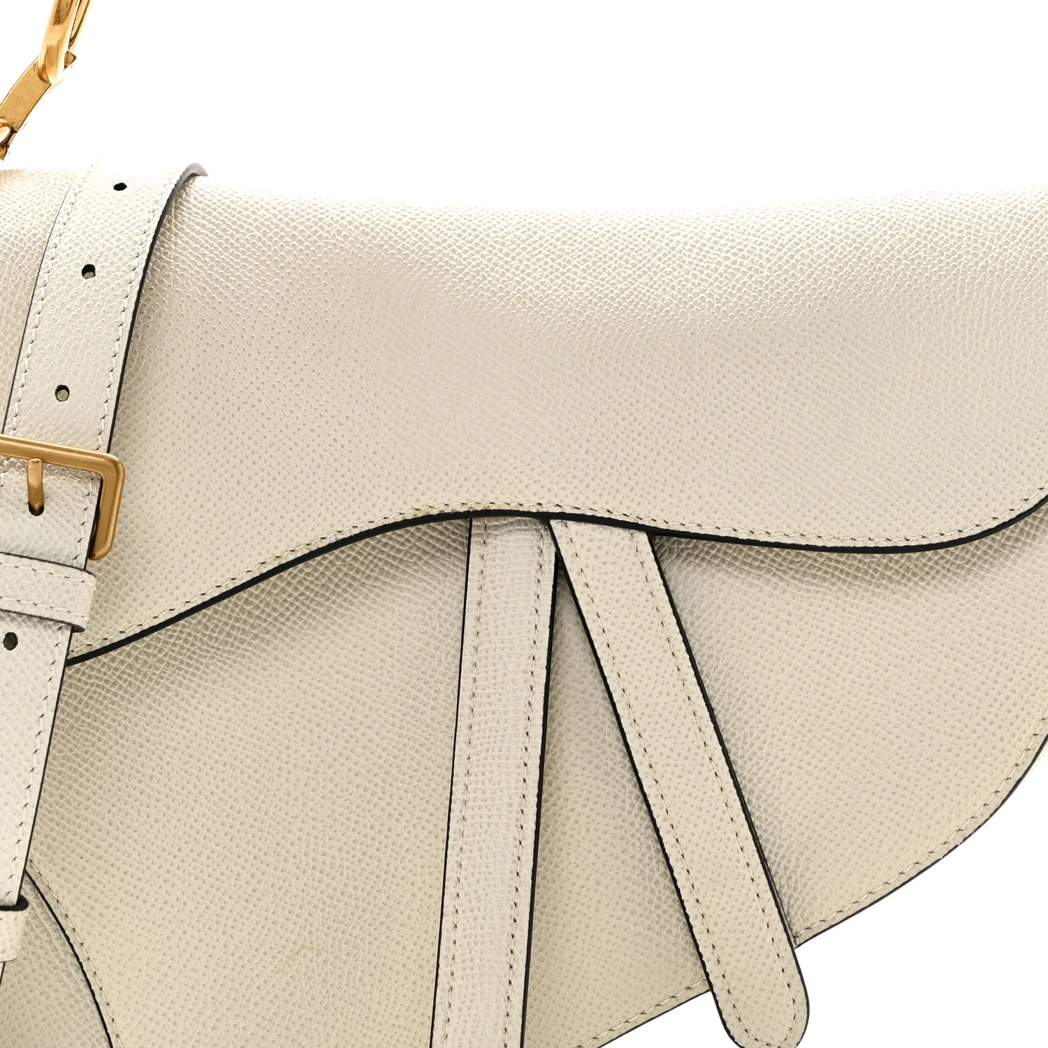 Grained Calfskin Saddle Bag With Strap Latte - Image 7