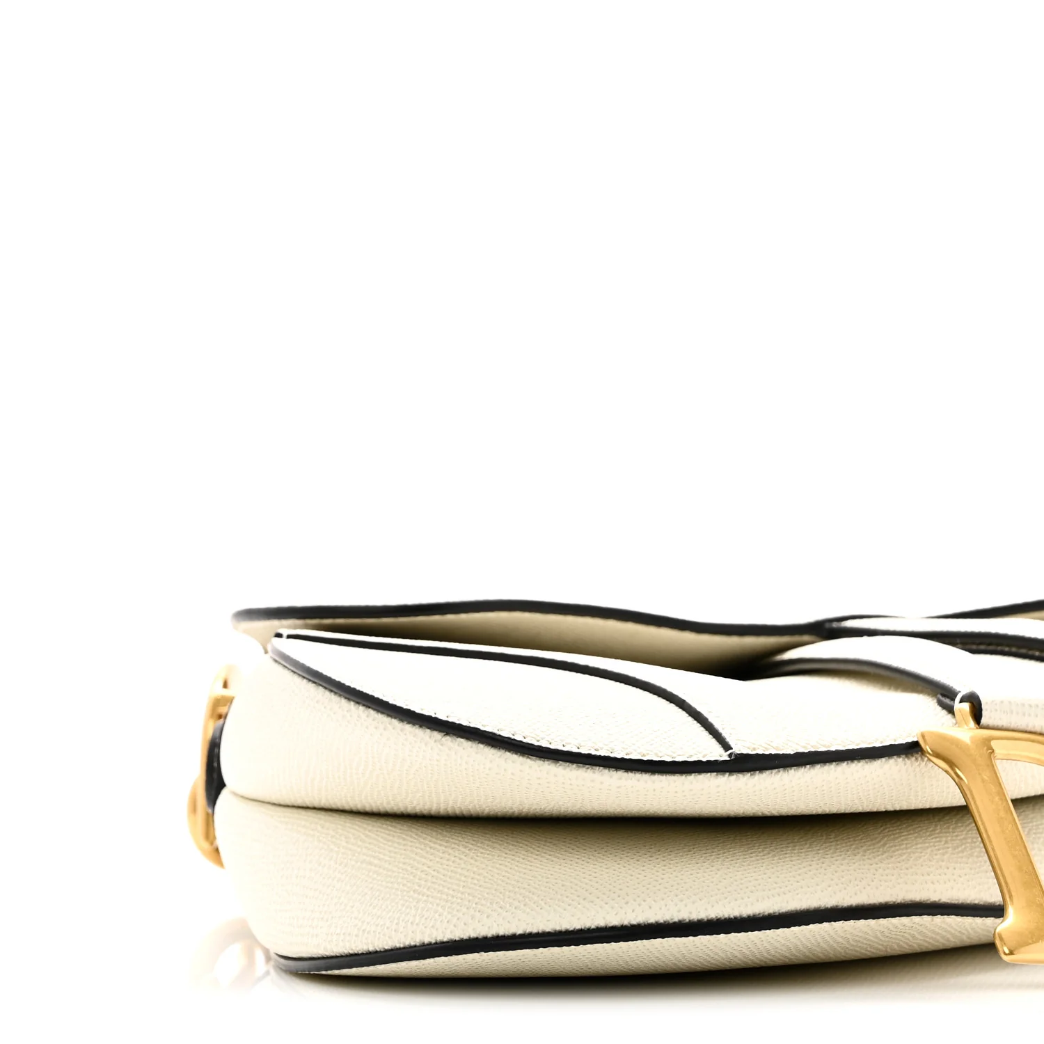 Grained Calfskin Saddle Bag With Strap Latte - Image 8