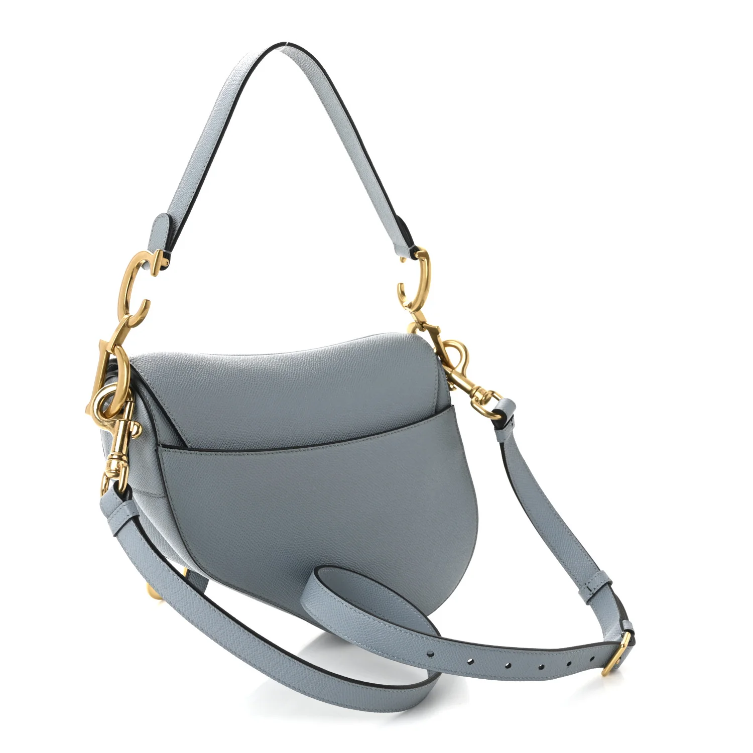 Grained Calfskin Saddle Bag With Strap Sky Blue - Image 3