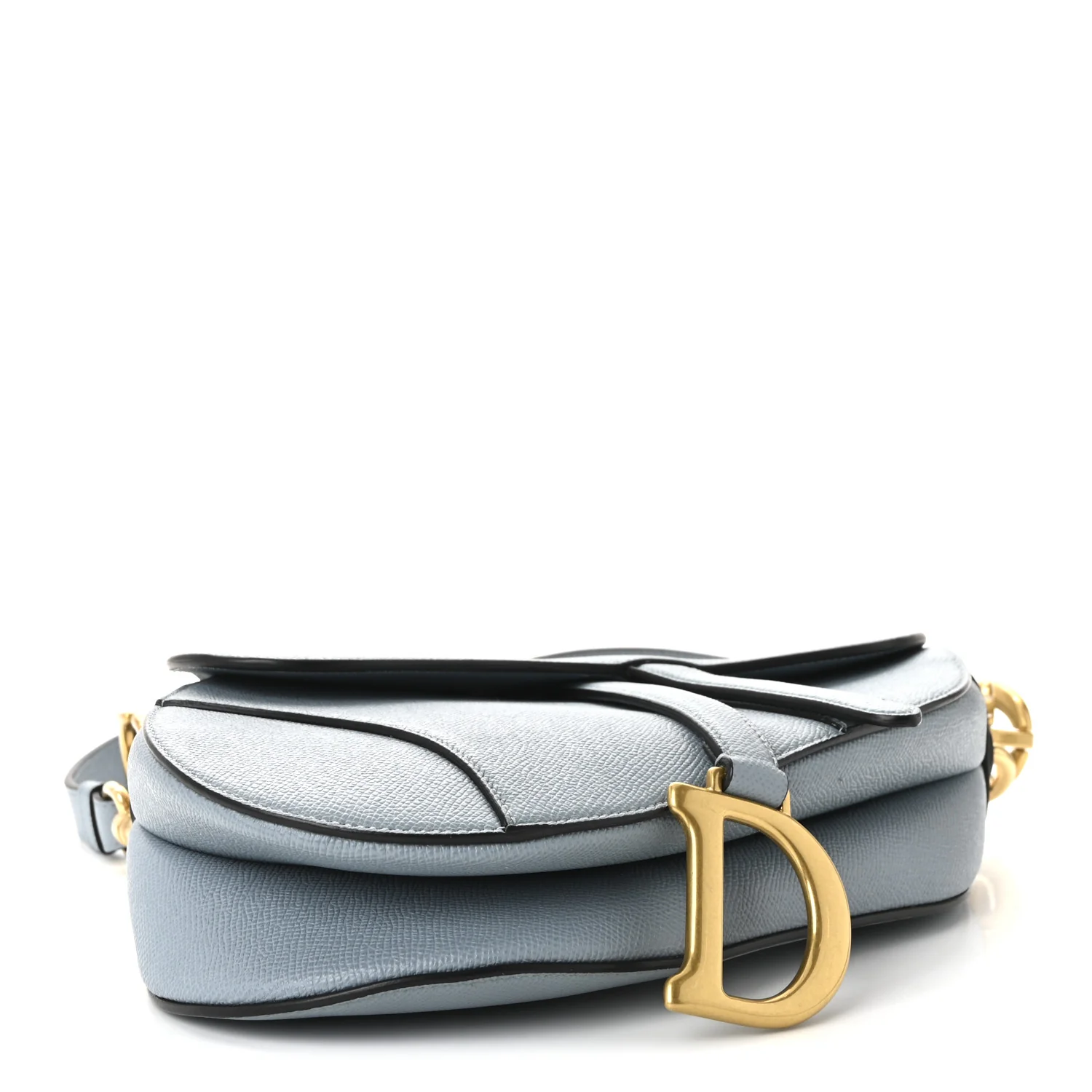 Grained Calfskin Saddle Bag With Strap Sky Blue - Image 4