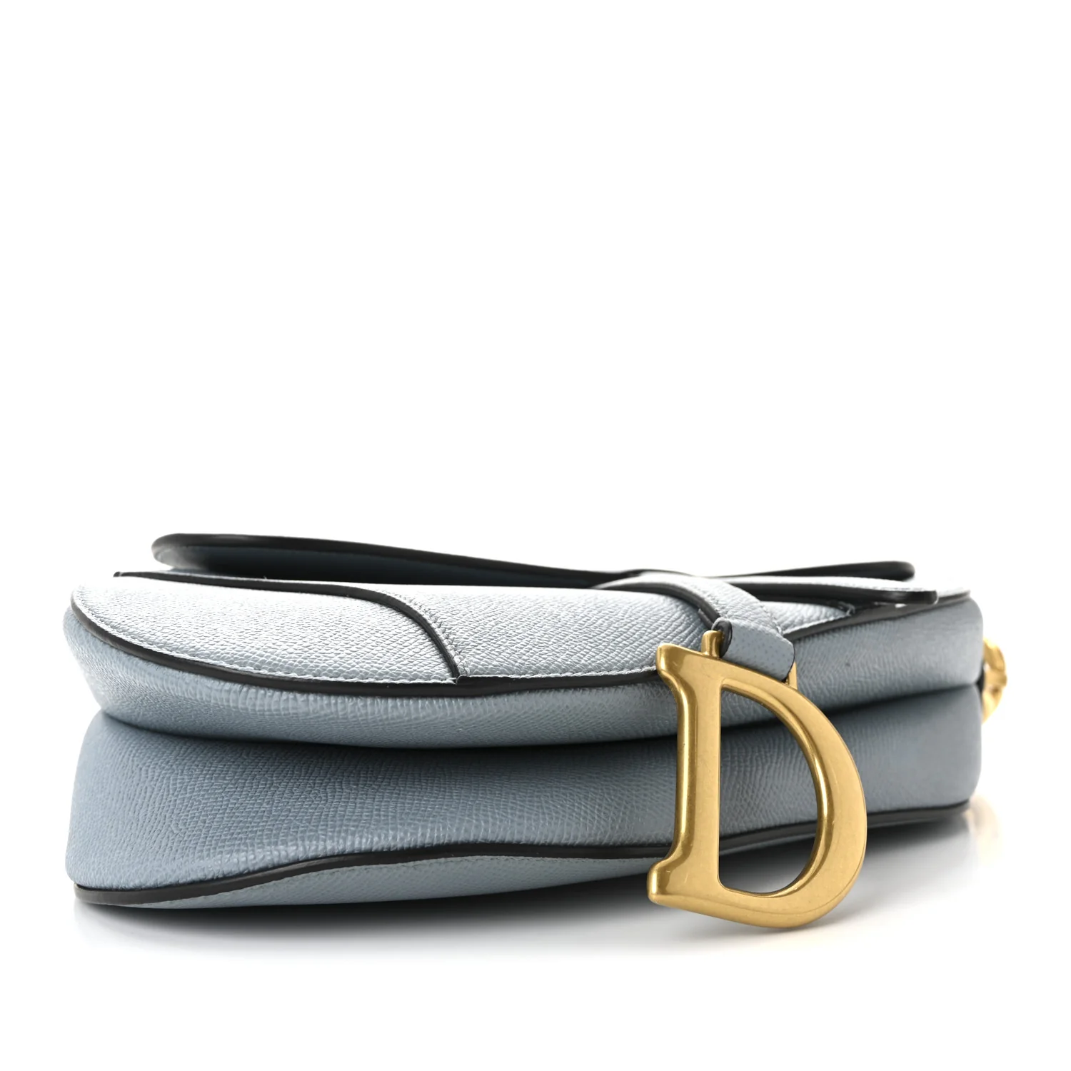 Grained Calfskin Saddle Bag With Strap Sky Blue - Image 9