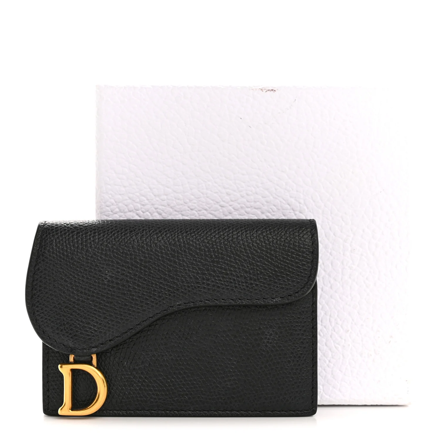 Grained Calfskin Saddle Card Holder Black - Image 10