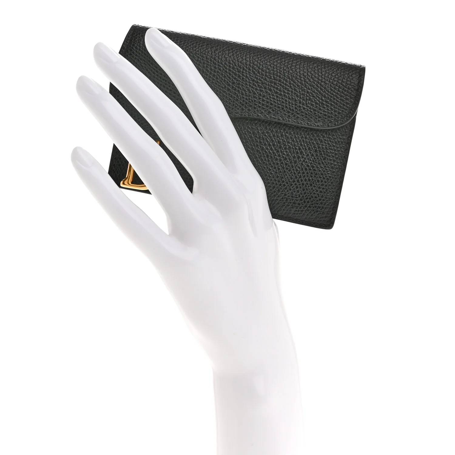 Grained Calfskin Saddle Card Holder Black - Image 2