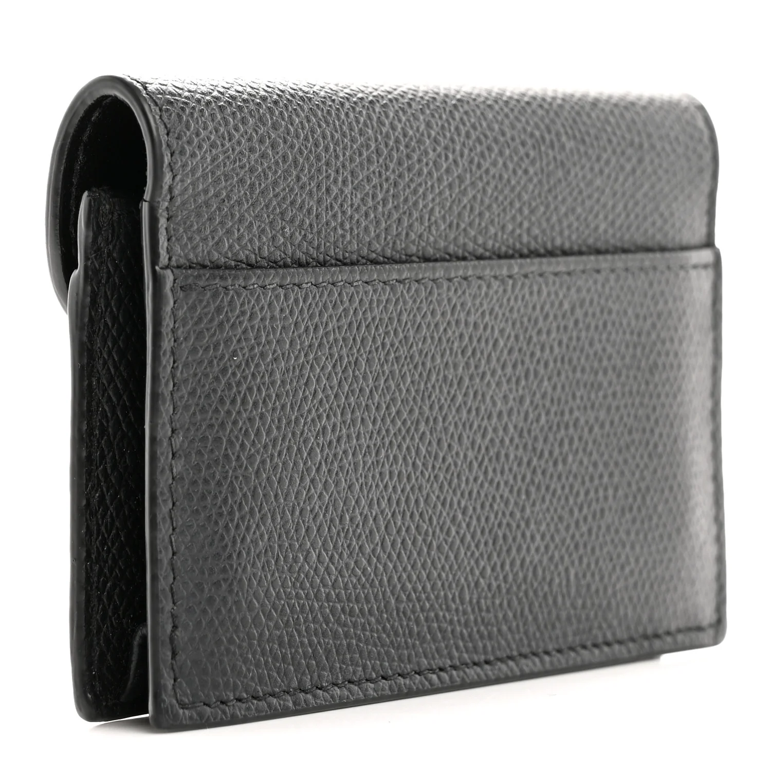 Grained Calfskin Saddle Card Holder Black - Image 3