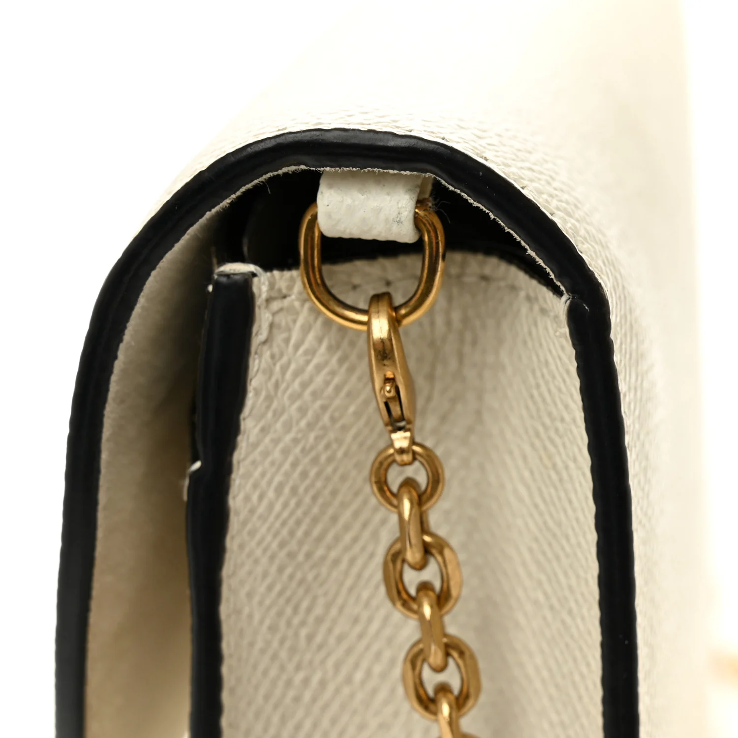 Grained Calfskin Saddle Chain Pouch Off White - Image 11